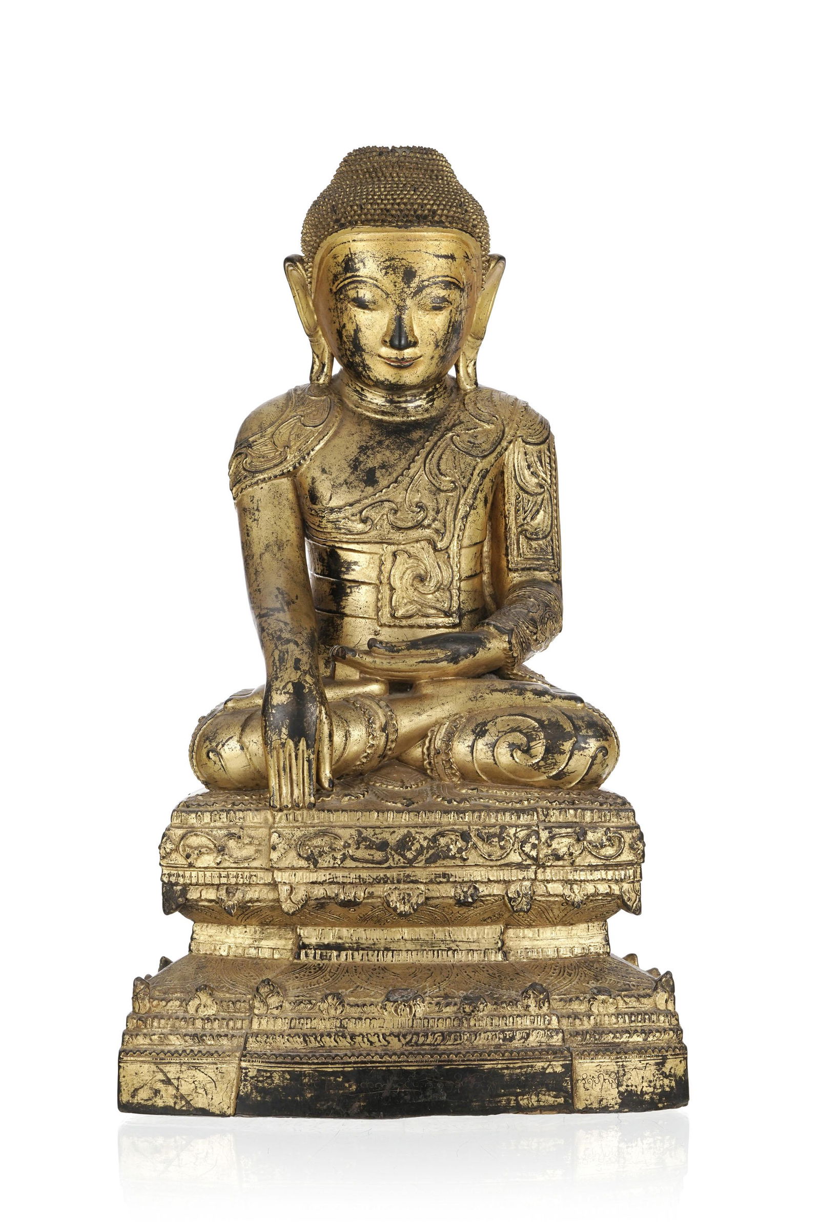 Shakyamuni assis, sculpture en bois laqué et doré, Birmanie, probablement XVIIIe s., (1 of 7)
