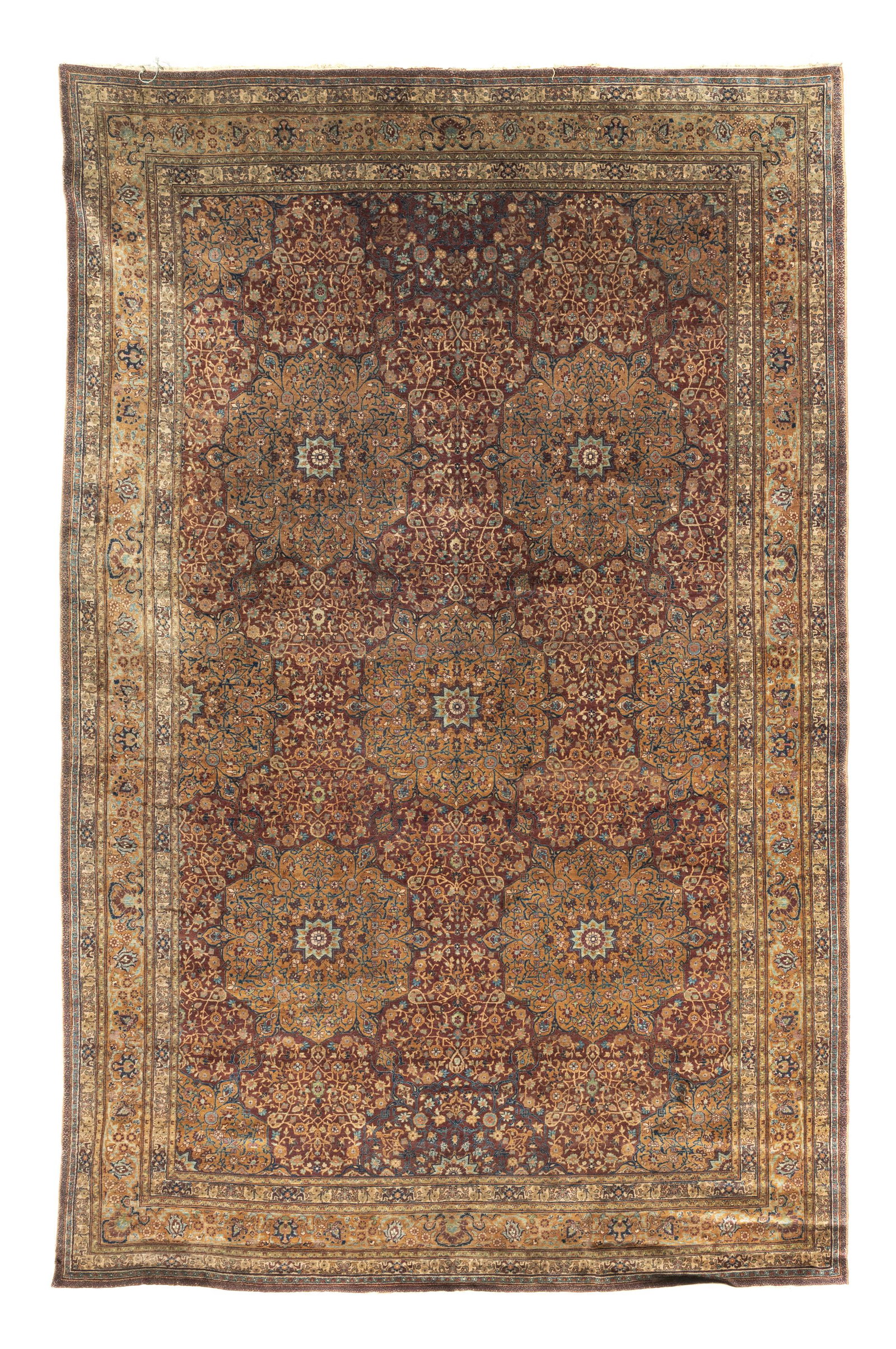 Tapis Ispahan en soie, Iran, 1ère moitié du XXe s., à semis de médaillons beiges (1 of 1)