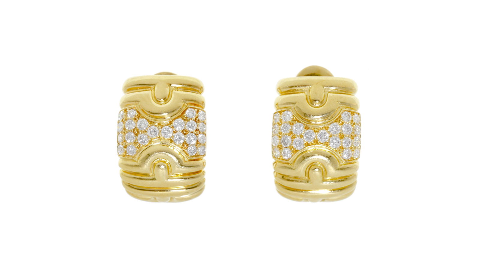 Bulgari, Parentesi, paire de clips d'oreilles or 750 sertis de diamants taille brillant, signé (1 of 4)