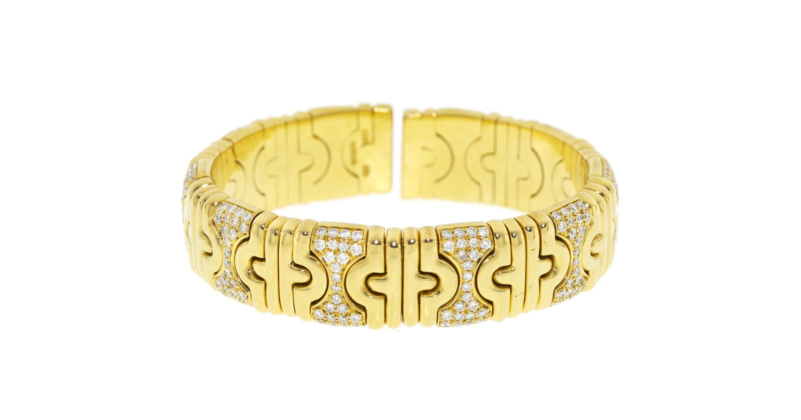 Bulgari, Parentesi, bracelet or 750 serti de diamants taille brillant, signé, circ. 15.5 cm, (1 of 4)