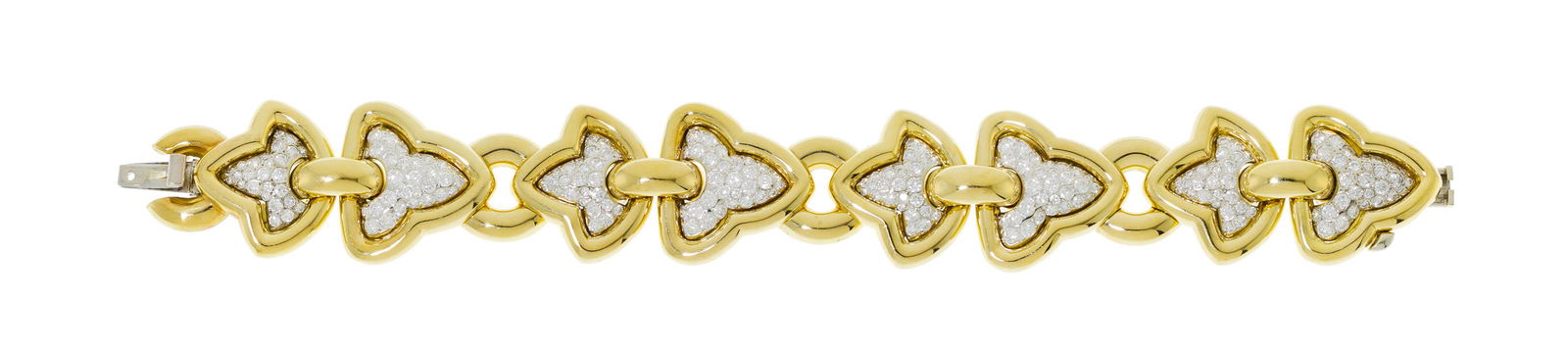 Bracelet 2 ors 750 composé d'une succession de feuilles de lierre serties de diamants taille (1 of 5)