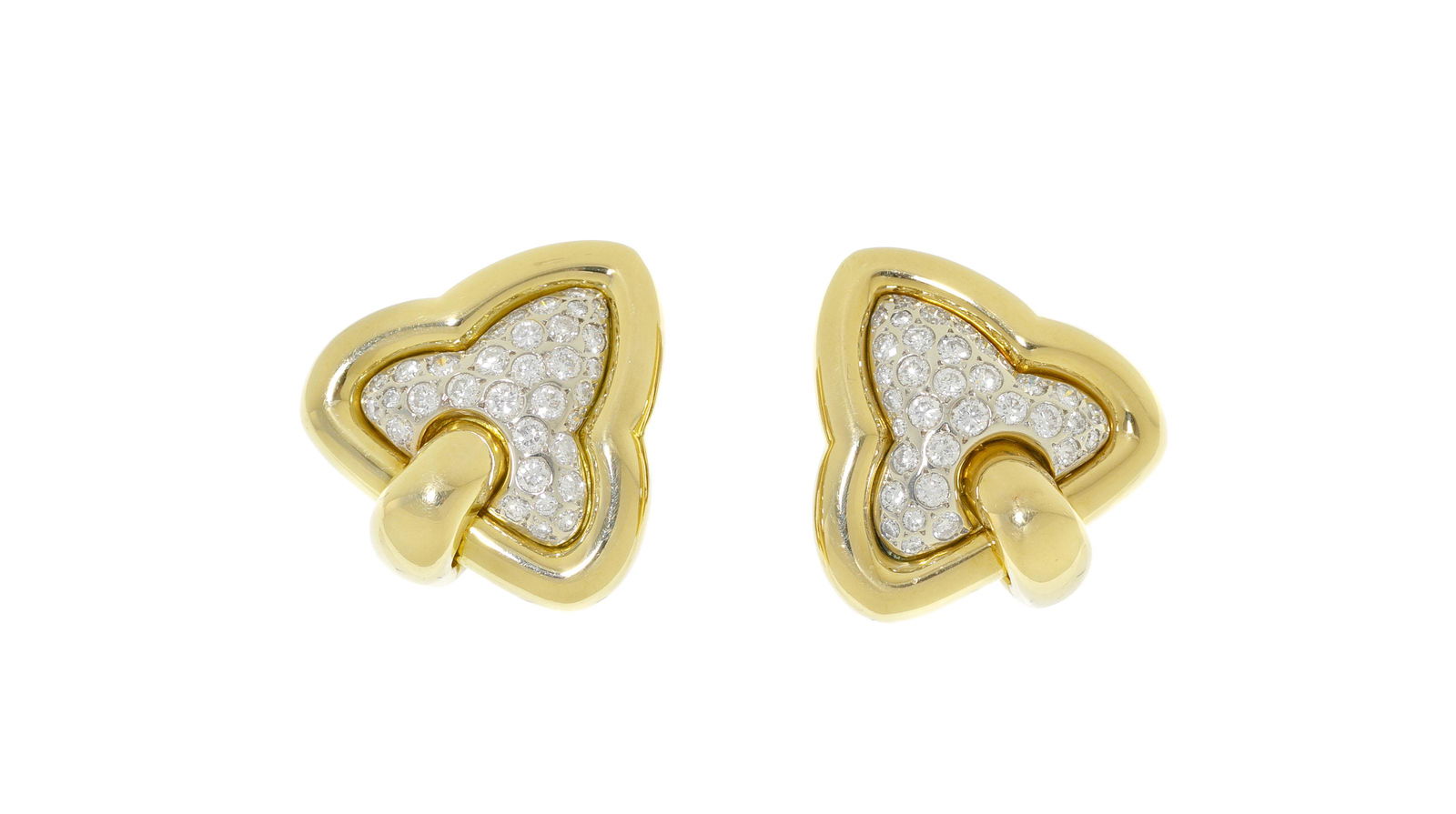 Paire de clips d'oreilles 2 ors 750 figurant des feuilles de lierre stylisées serties de (1 of 9)