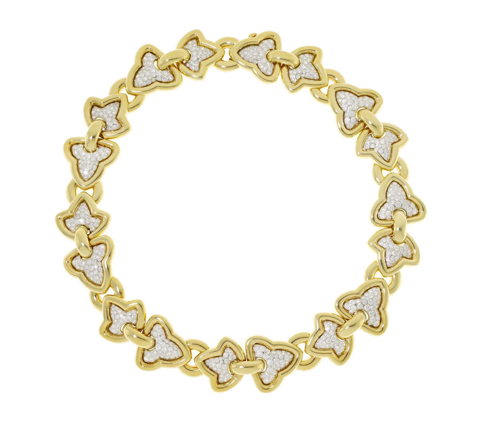 Collier 2 ors 750 composé d'une succession de feuilles de lierre serties de diamants taille (1 of 4)