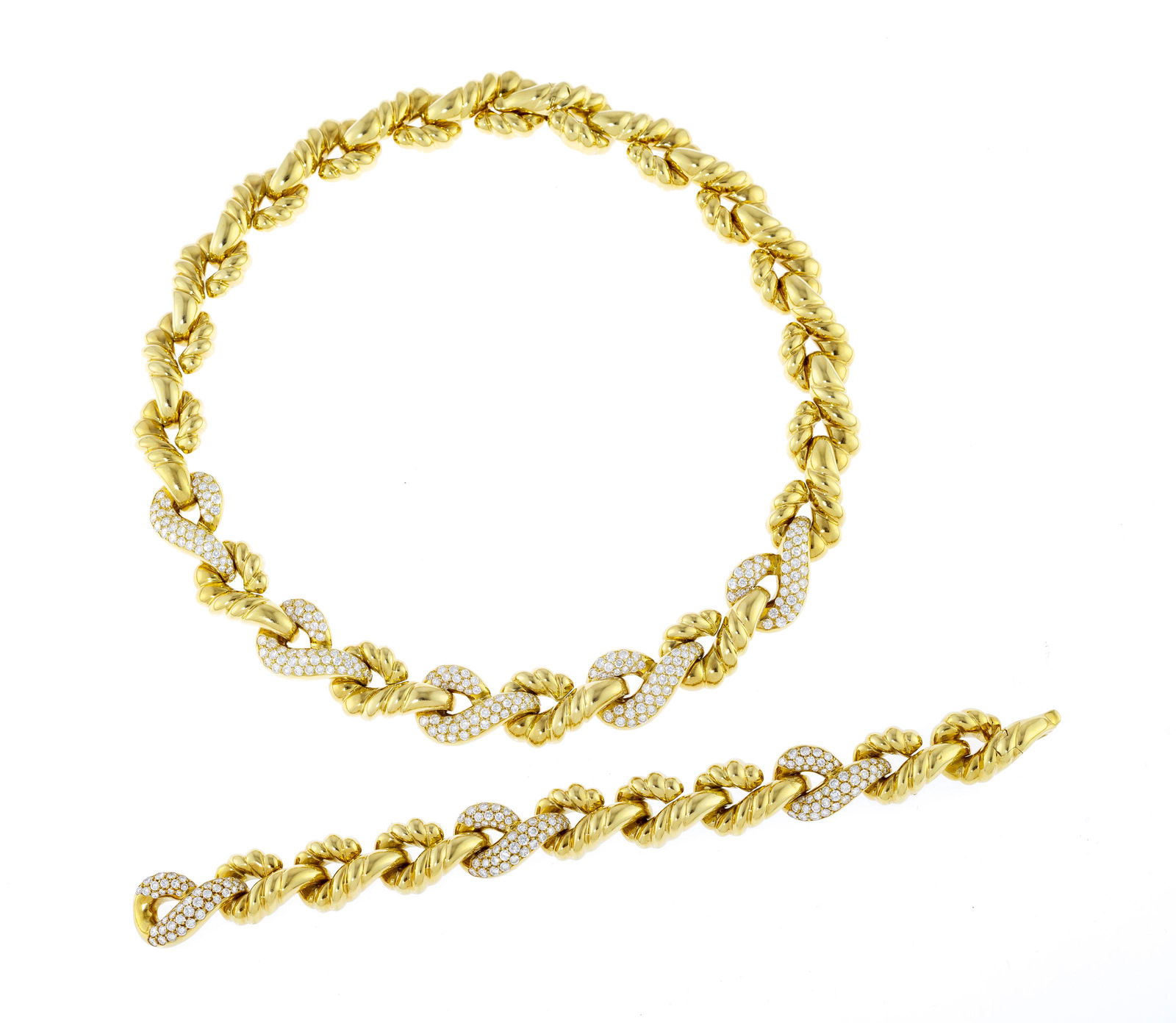 Piaget, ensemble composé d'un collier et d'un bracelet pouvant former sautoir or 750 alternant (1 of 4)