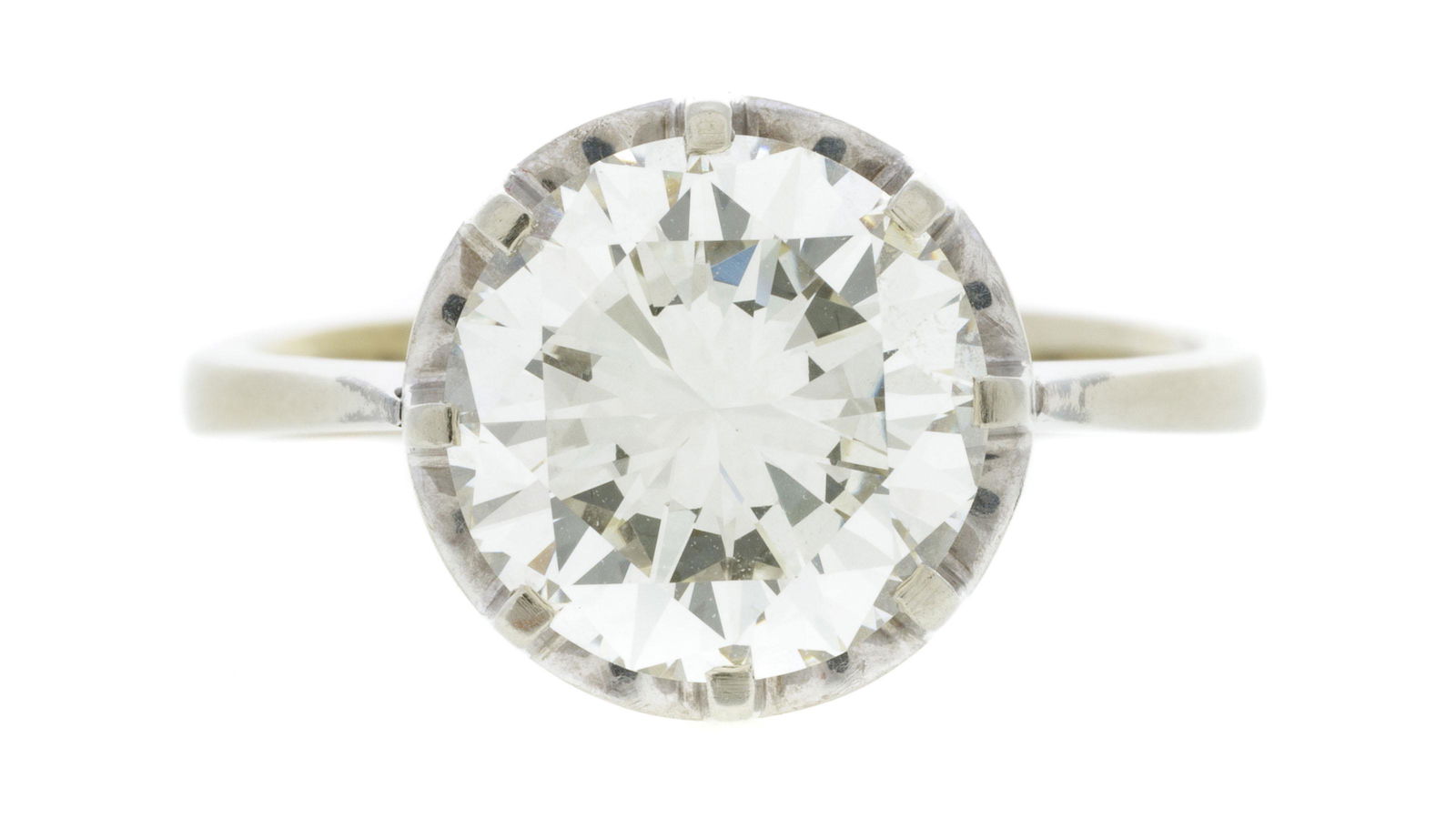 Solitaire or gris 750 serti d'un diamant taille brillant (env. 2.8 cts), doigt 52-12 (1 of 8)