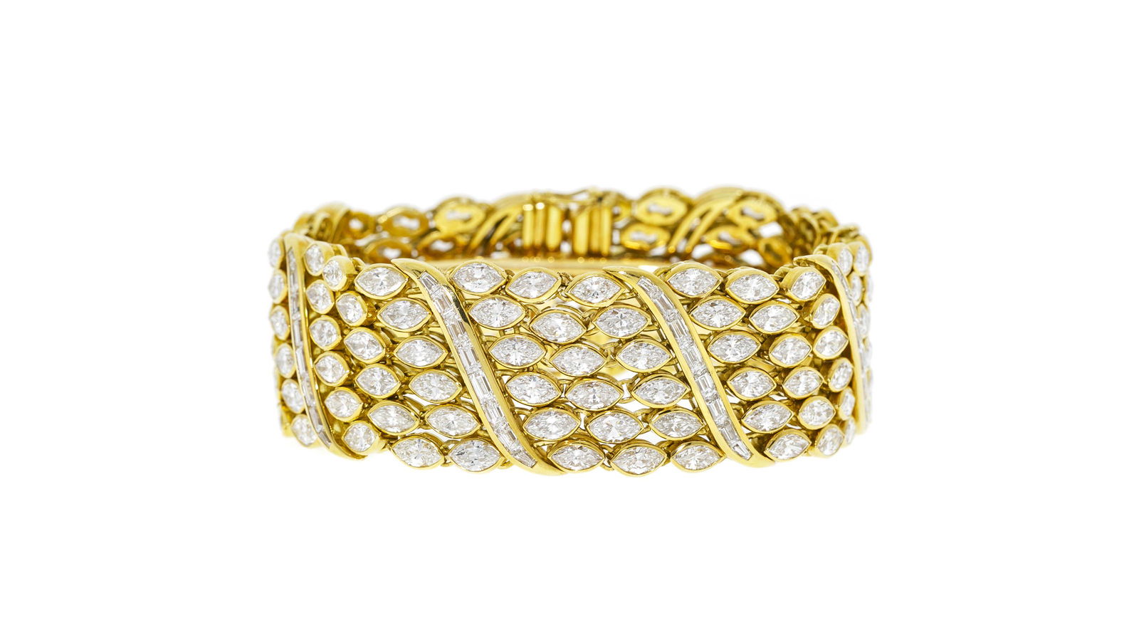 Bracelet rivière or 750 composé de plusieurs rangs de diamants taille marquise (total env. (1 of 3)