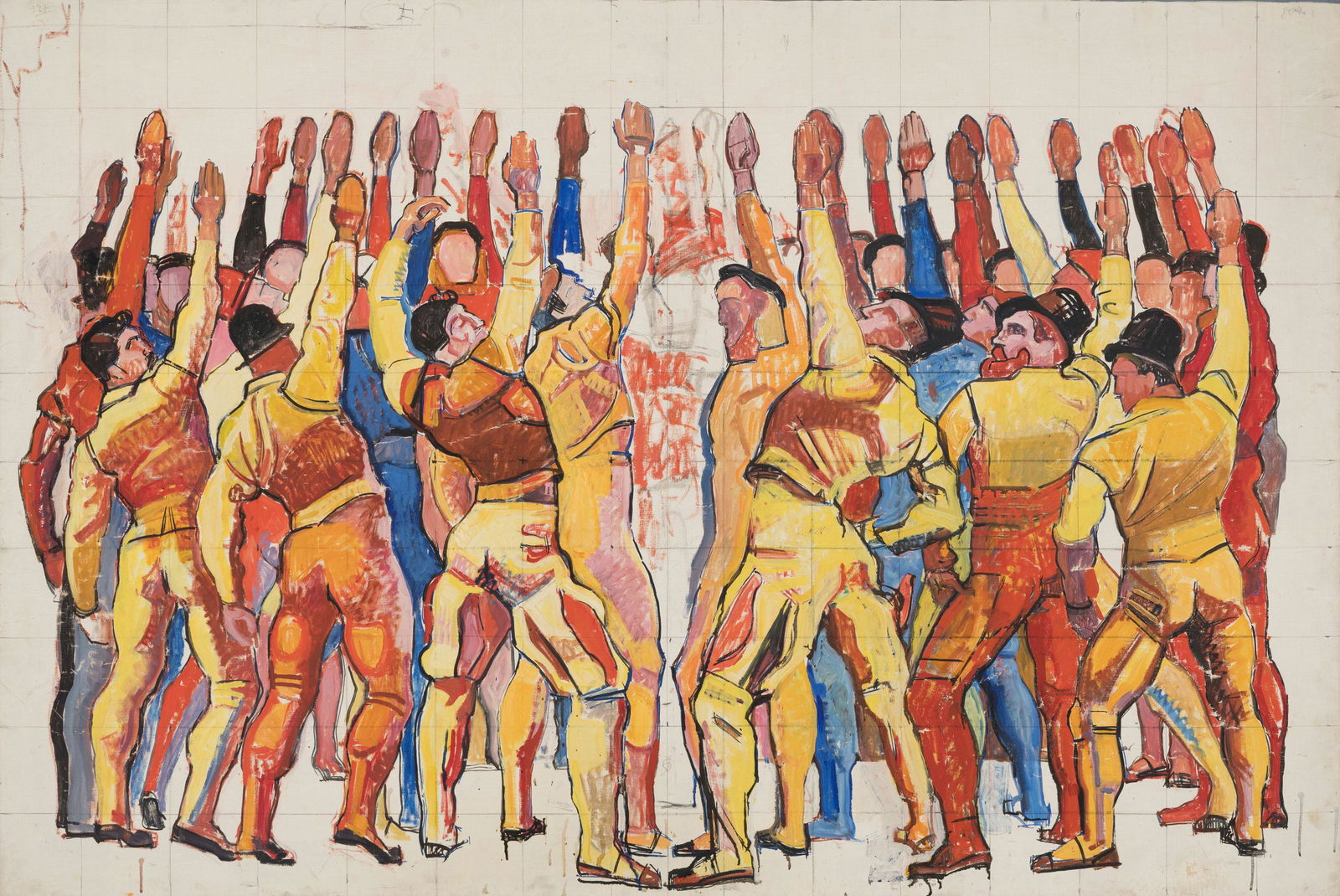 Ferdinand Hodler (1853-1918), "Einmütigkeit", 1912-1913, huile sur toile, 116x169 cmProvenance:: Ferdinand Hodler (1853-1918), "Einmütigkeit", 1912-1913, huile sur toile, 116x169 cm Provenance: Succession Ferdinand Hodler 1918, Inv-Nr 127; Hector Hodler, Genève, 1918-1920; Lina-Emilie H