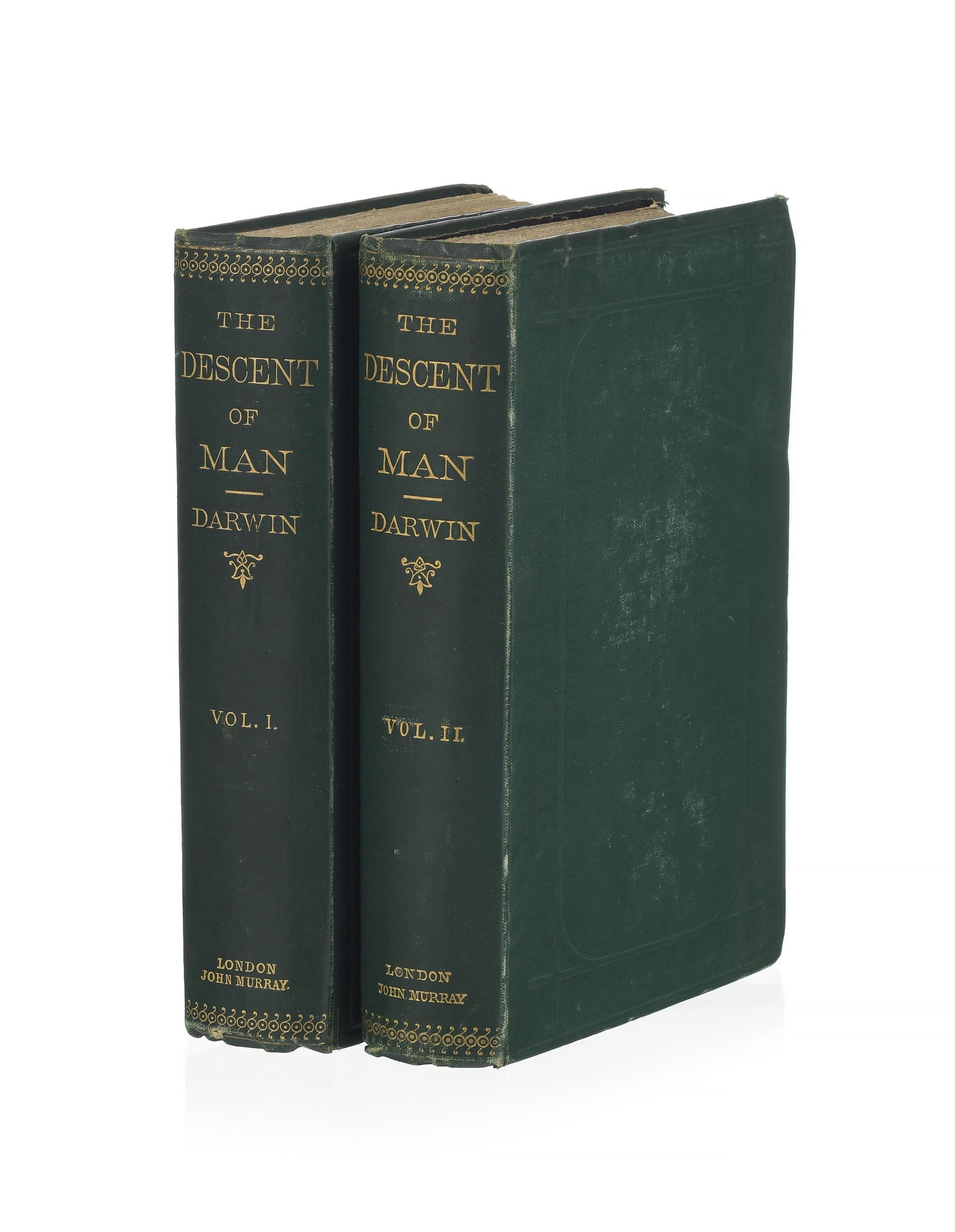 DARWIN (Charles Robert). The Descent of Man, and Selection in Relation to Sex. London, John Murray,: DARWIN (Charles Robert). The Descent of Man, and Selection in Relation to Sex. London, John Murray, 1871. 2 vol. in-8° reliés pleine percaline verte de l'éditeur, dos lisses ornés