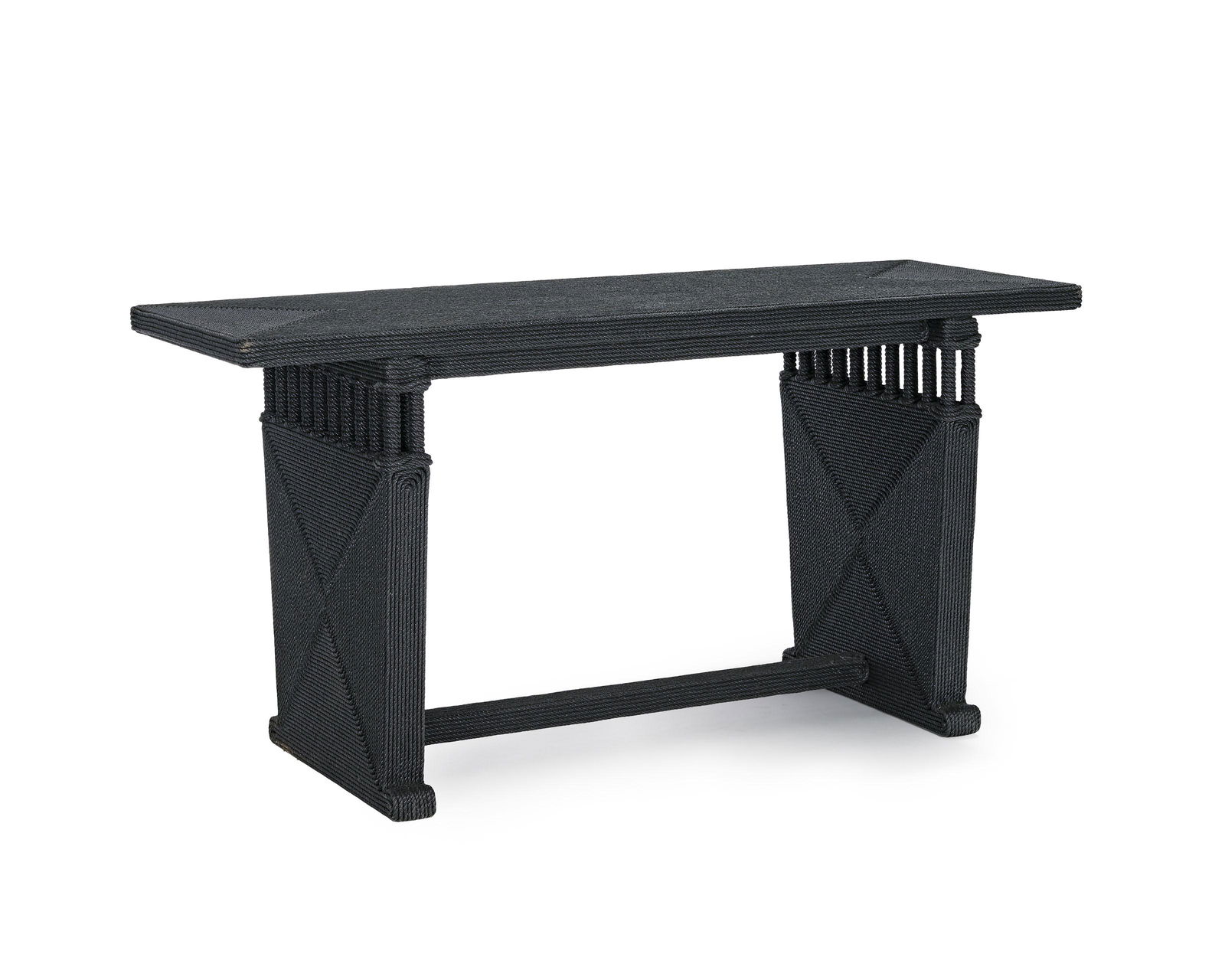 Console par Christian Astuguevieille (né en 1946), en corde de coton teintée noire, plaque (1 of 4)