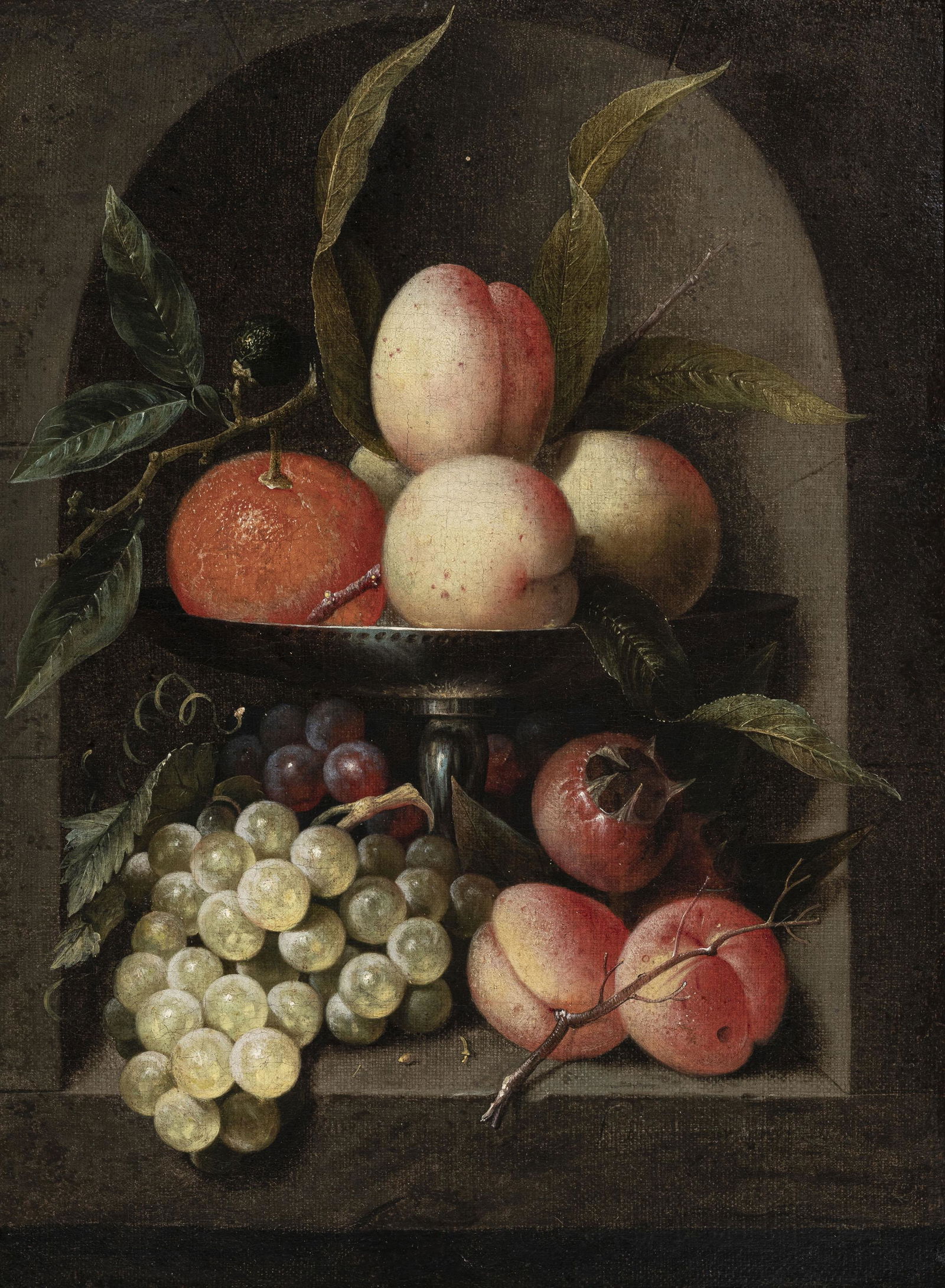 Joris van Son (1623-1667), Nature morte aux fruits, huile sur toile, signée, 40x29,5: Joris van Son (1623-1667), Nature morte aux fruits, huile sur toile, signée, 40x29,5 cm Provenance: Lors Radstock, Londres, 1826; Galerie Sanct Lucas, Vienne, 1976; collection privée suisse