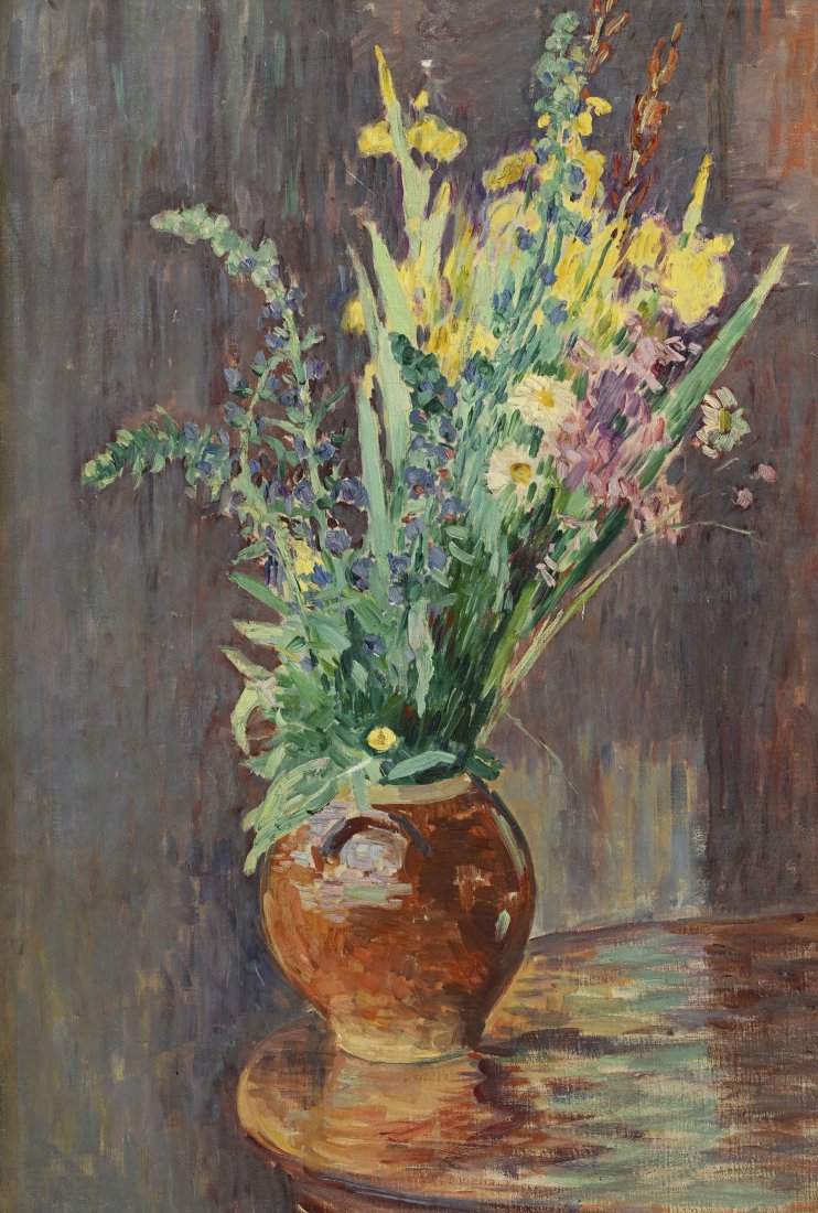 Henri Lebasque (1865-1937), Gerbe de fleurs dans un pot: Henri Lebasque (1865-1937), Gerbe de fleurs dans un pot, huile sur toile, signÃ©e, 81x54 cm Provenance: Sotheby's, Londres, 7 dÃ©cembre 1983, no. 151, Sotheby's, Londres, 4 dÃ©cembre 1985, no. 1
