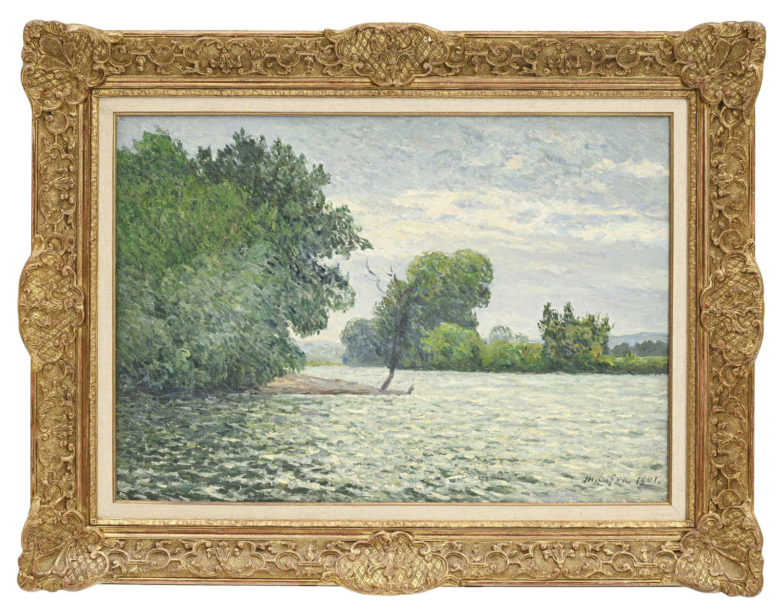 Maxime Maufra (1861-1918) Avant la pluie l'Isle-Adam Seine-et-Oise 1901 huile sur toile: Maxime Maufra (1861-1918) Avant la pluie l'Isle-Adam Seine-et-Oise 1901 huile sur toile signée et datée 58x82 cmAvis d'inclusion au catalogue critique de Maxime Maufra par Caroline Dura