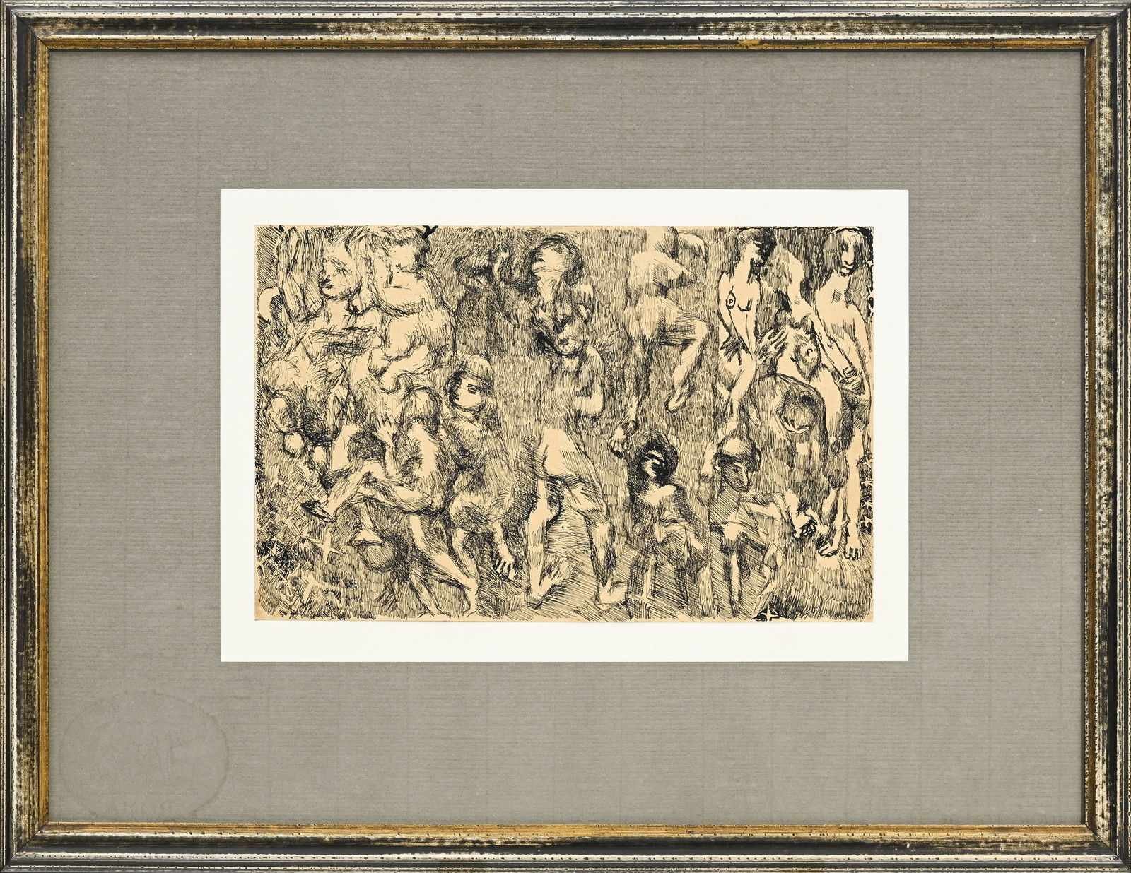 Louis Soutter (1871-1942) Filles rêvant du ciel et de la terre 1925 encre sur papier: Louis Soutter (1871-1942) Filles rêvant du ciel et de la terre 1925 encre sur papier 22x34 5 cmProvenance: A. Laverrière Lausanne J et P. Meyrat-Laverrière Lausanne Collec