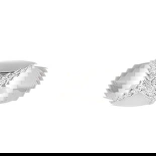 Mauboussin bague or gris 750 à motif étoile serti de diamants: Mauboussin bague or gris 750 à motif étoile serti de diamants taille brillant signée numérotée E8614 doigt 54-14 11g