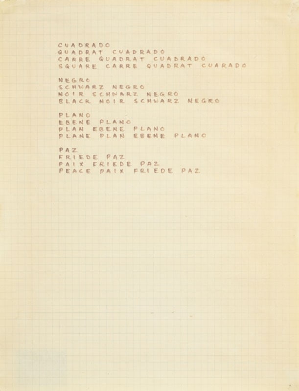 Carl André (1935-2024), Cuadrado , 1965, encre sur papier, monogrammée, datée et: Carl André (1935-2024), Cuadrado , 1965, encre sur papier, monogrammée, datée et située NYC au verso, 27,5x21 cm Bibliographie: Carl André, Eleven Poems, Carl Andr