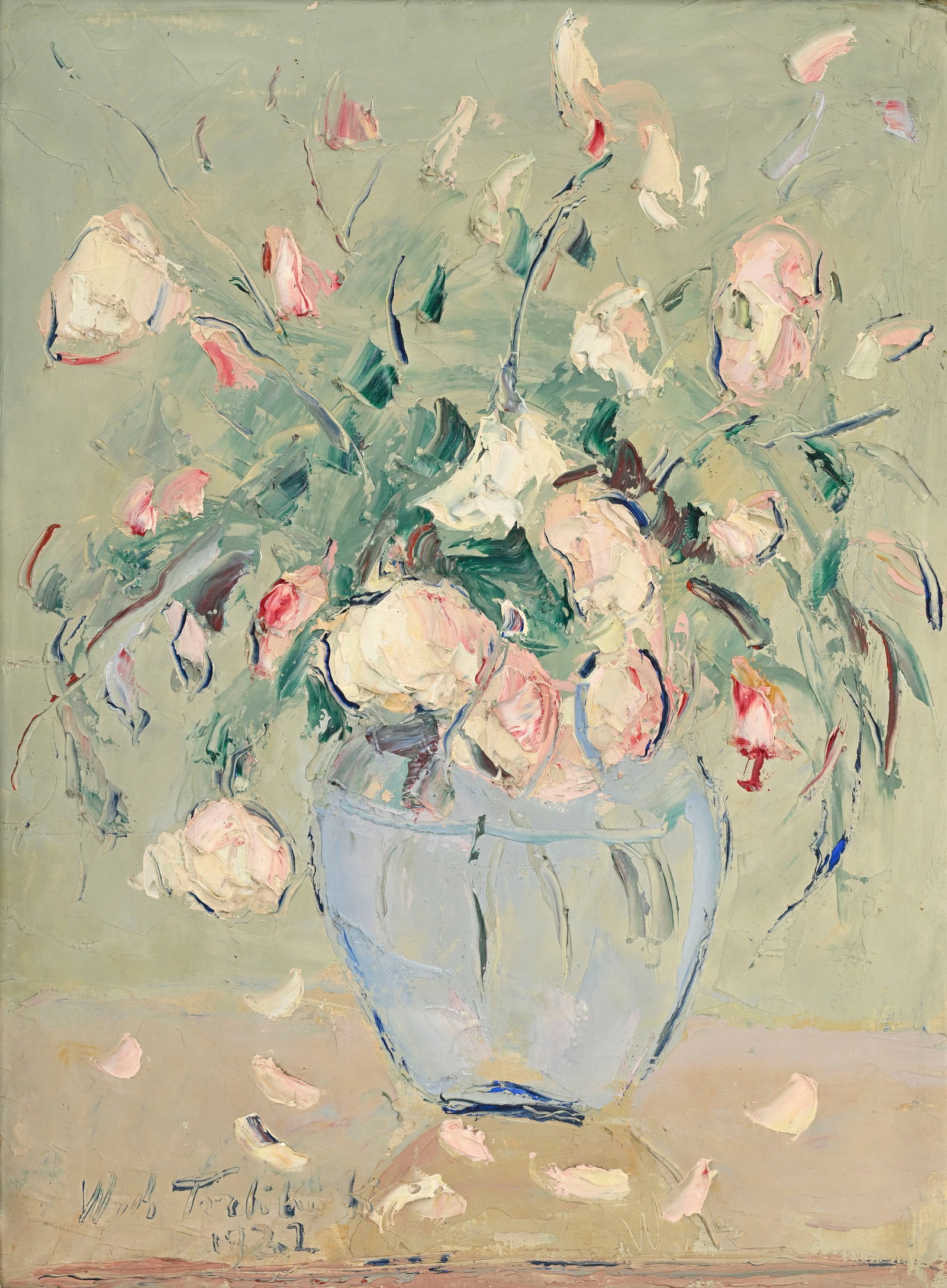 Wlodzimierz Terlikowski (1873-1951), Bouquet de fleurs dans un vase bleu, 1932, huile sur toile, sig (1 of 5)