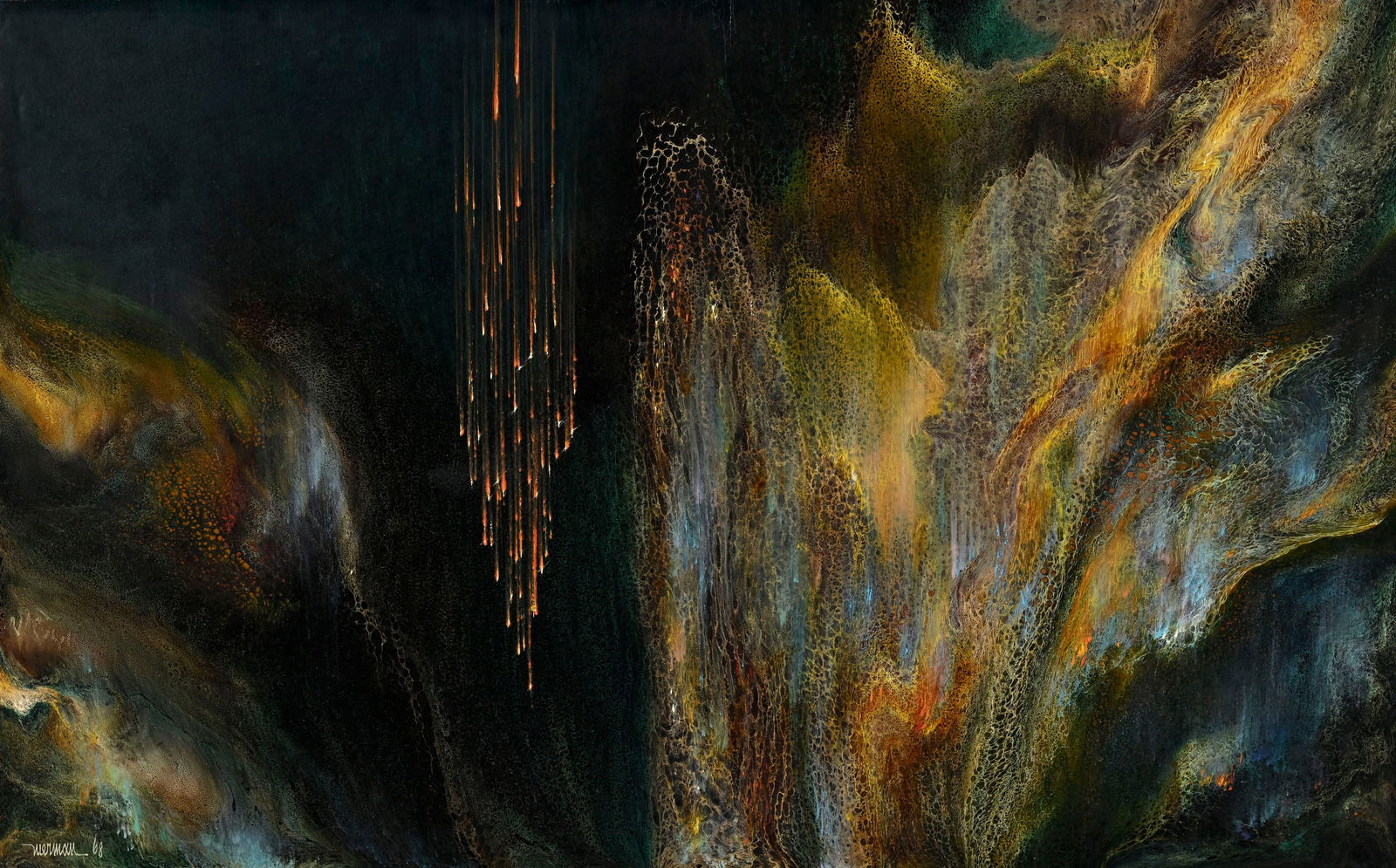 Leonardo M. Nierman (1932-2023), " _Lluvia cosmica",_ 1968, acrylique sur masonite, signée et d (1 of 6)