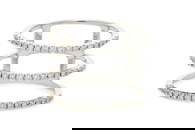 Djula, anneau or gris 750 ajour&#233; serti de 3 lignes de diamants taille brillant, sign&#233;e, do