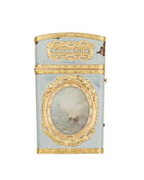 Etui carnet de bal avec monture en 'Souvenir d'Amiti&#233;', Paris 1775, le fond en composition gris