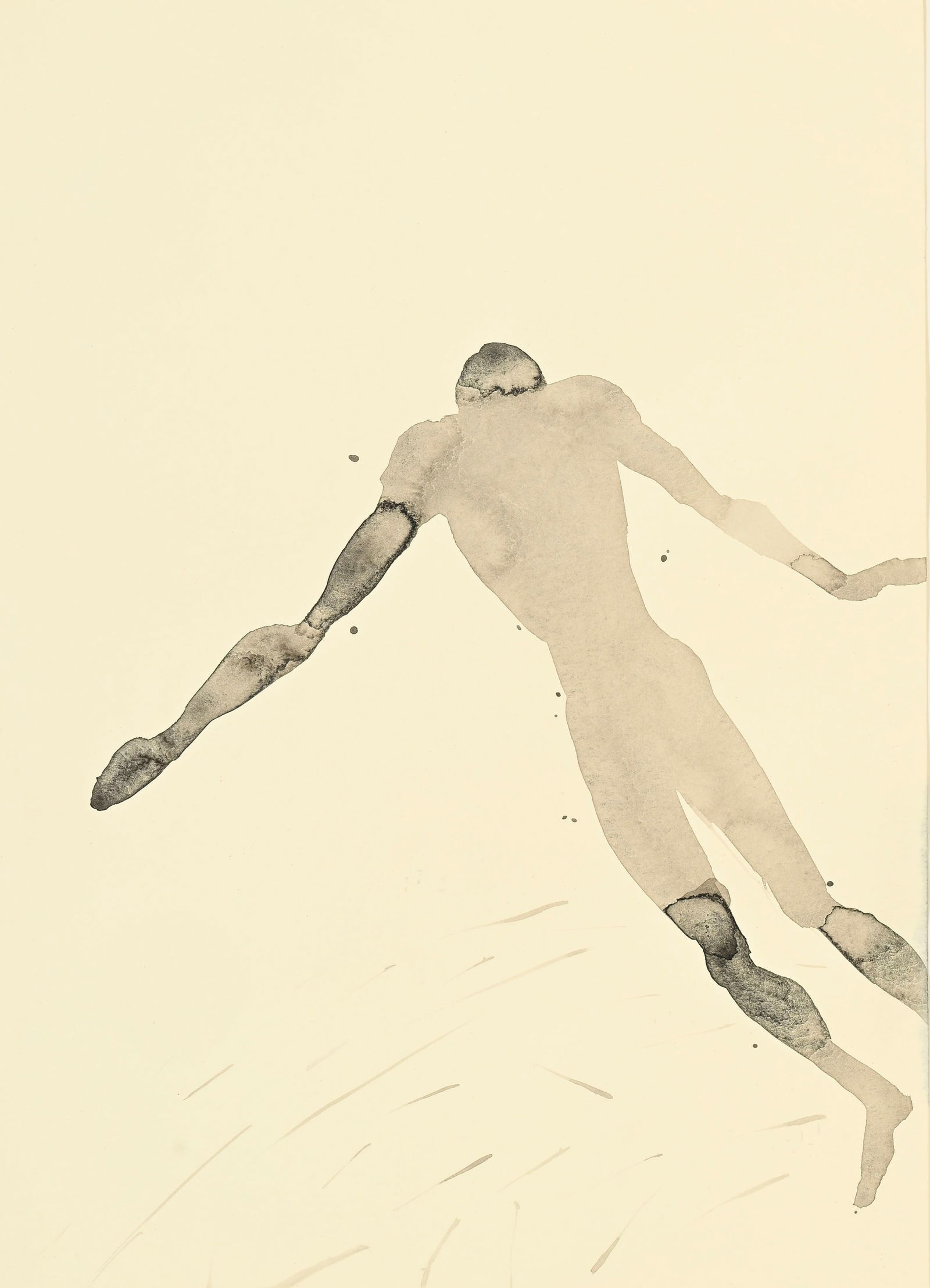 Antony Gormley (1950), "About", 1996, pigment sur papier, signé, daté et titré au ver: Antony Gormley (1950), "About", 1996, pigment sur papier, signé, daté et titré au verso, 41x29 cm Provenance: Galerie Thaddaeus Ropac, Paris, 31 mai 2006, réf. AG 1004