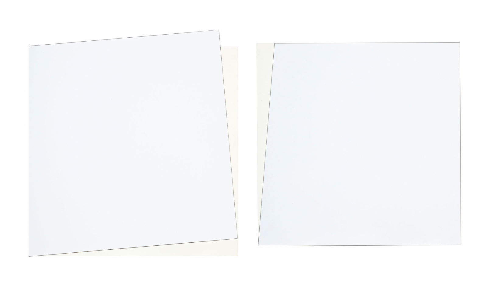 François Morellet (1926-2016), "Trapèze et carré avec côtes communs", 1980, scul: François Morellet (1926-2016), "Trapèze et carré avec côtes communs", 1980, sculpture en formica en deux parties, signée et numérotée 3/44 au verso, éditions M&