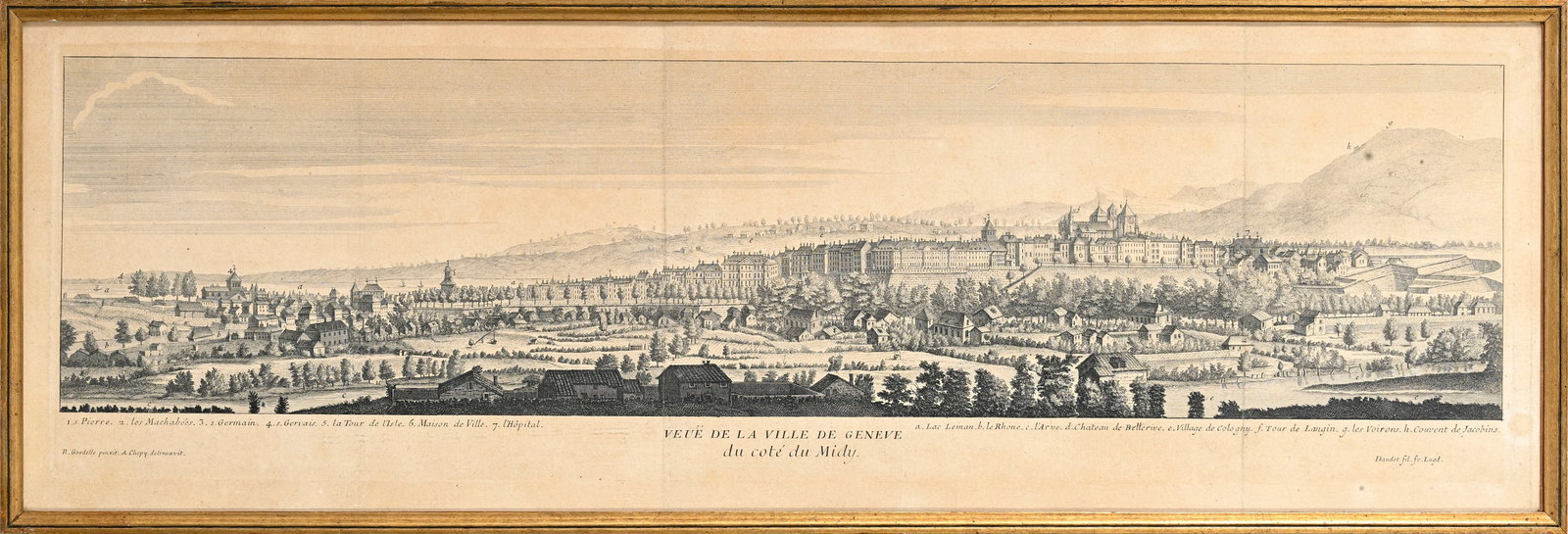 \[HELVETICA\]. Robert Gardelle (1682-1766), d'après, "Vue de la ville de Genève du cô (1 of 8)