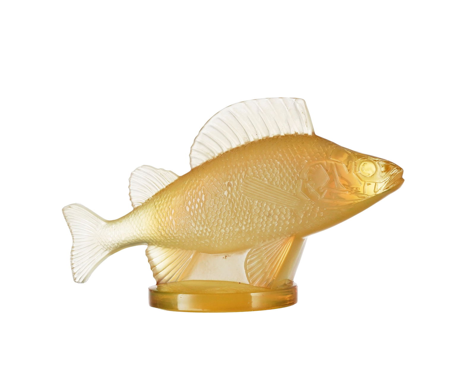 Perche mascotte en verre moulé-pressé jaune opalescent signé R Lalique France, h. 9,5 (1 of 2)