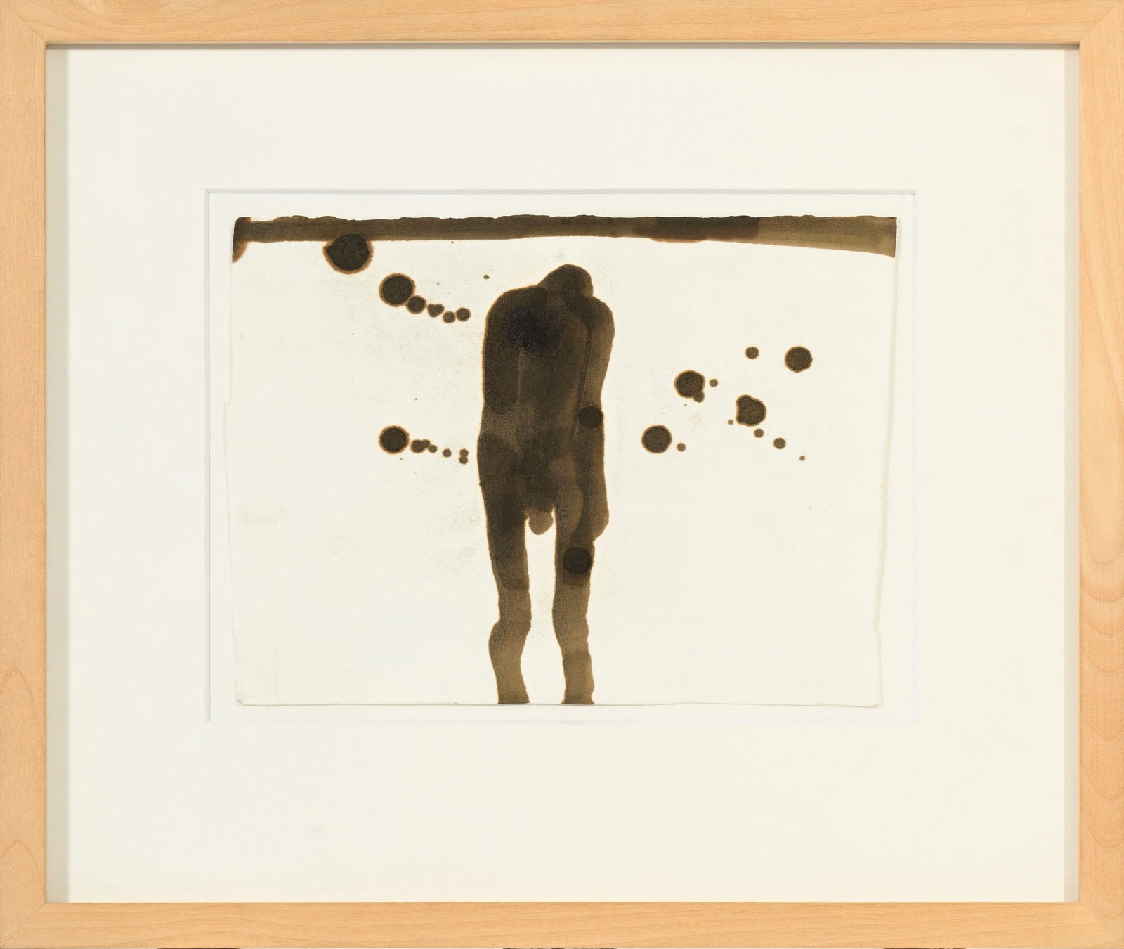 Antony Gormley (1950), Thought , 2001, technique mixte sur papier, signée, datée et titrée au: Antony Gormley (1950), Thought , 2001, technique mixte sur papier, signée, datée et titrée au verso, 14x19 cm Au verso: étiquette de la Galerie Thaddaeus Ropac, Paris, réf. AG1075