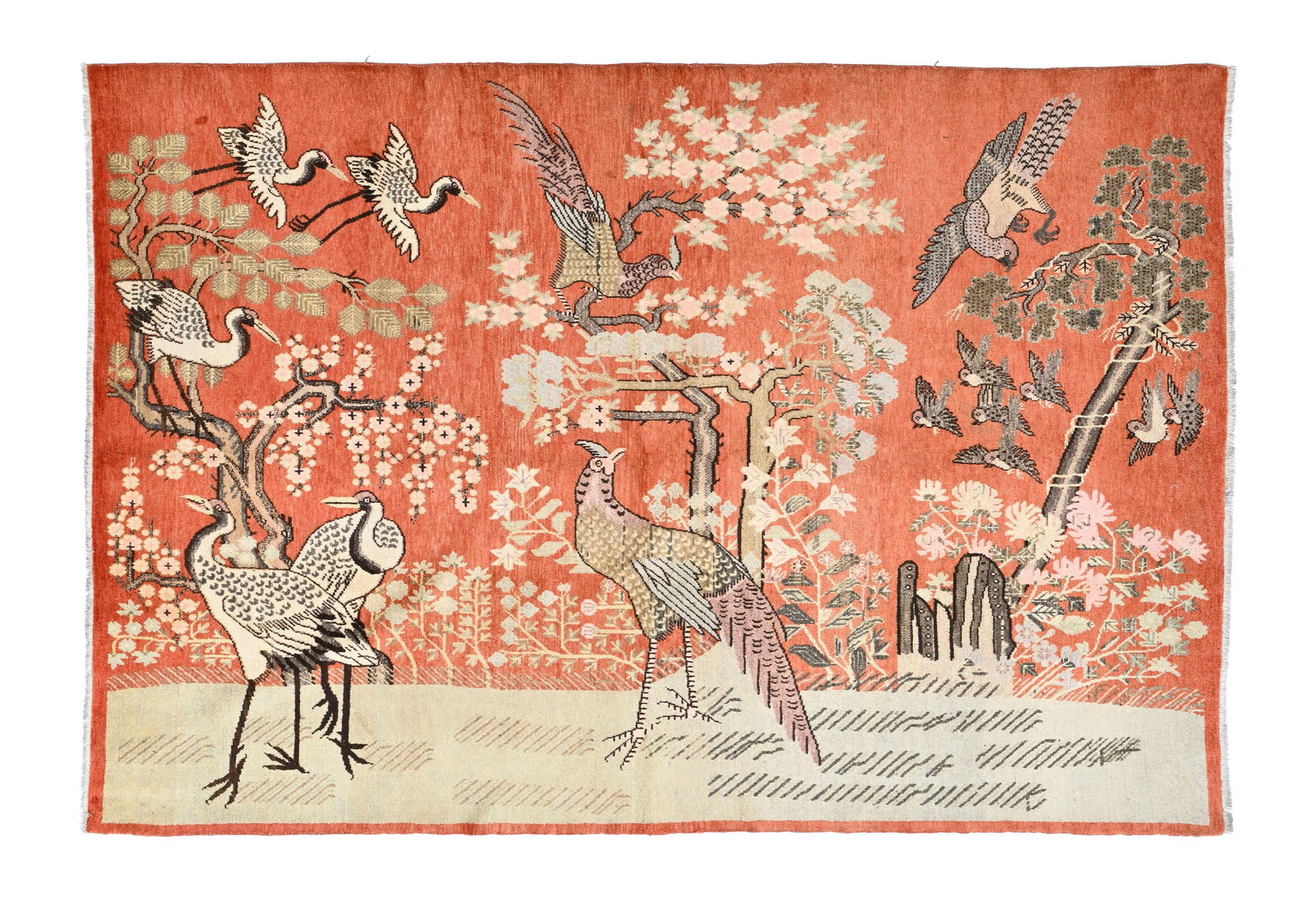 Tapis Samarkand, Ouzbékistan, 2ème moitié du XXe s., à décor d'oiseaux du p (1 of 1)