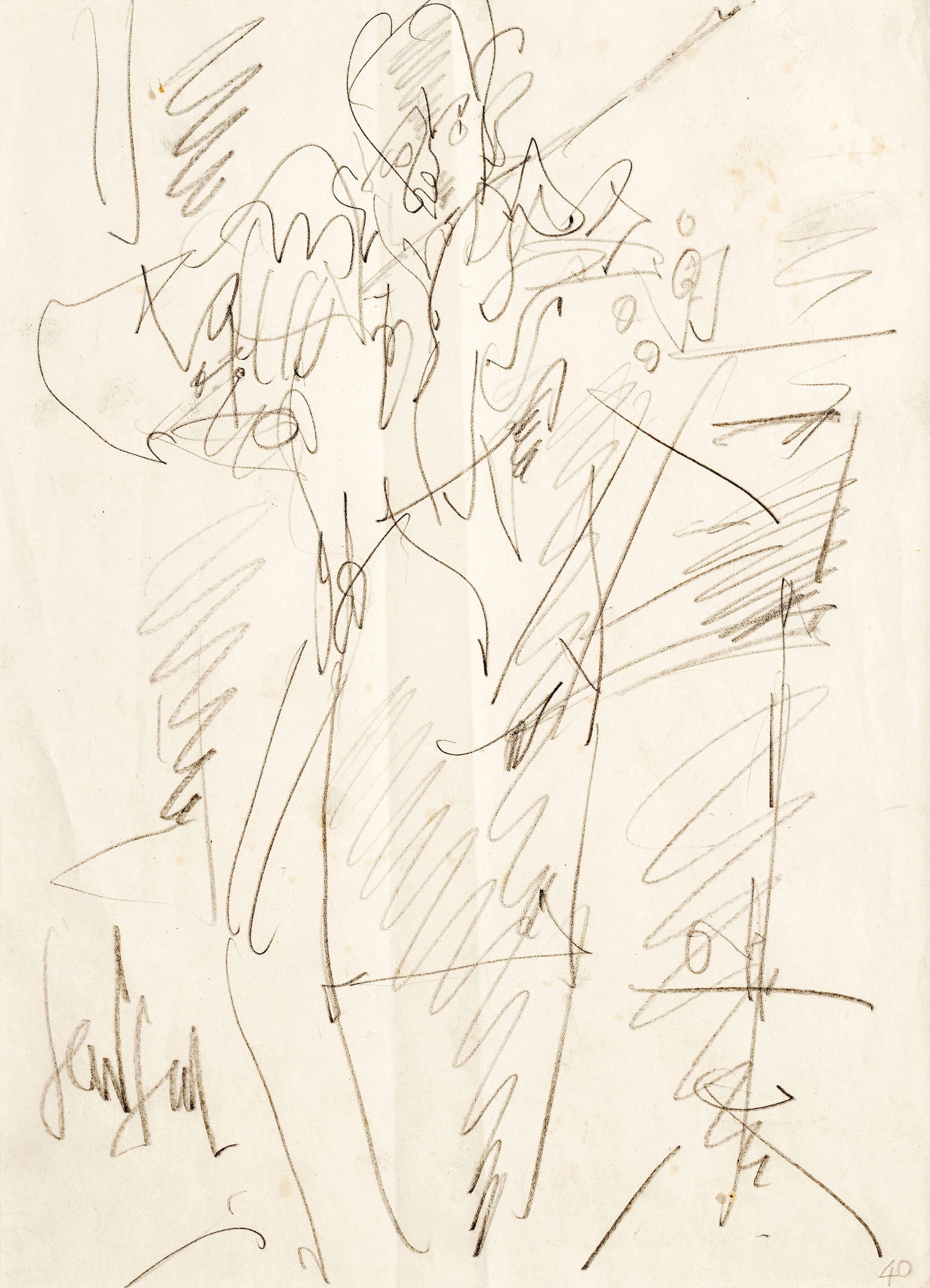 Gen Paul (1895-1975), "H. Szering", 1963et "Violoniste", 2 crayons de graphite sur papier, signé: Gen Paul (1895-1975), "H. Szering", 1963et "Violoniste", 2 crayons de graphite sur papier, signés, l'un daté et titré, 32,5x30 cm et 39x28 cm (à vue)