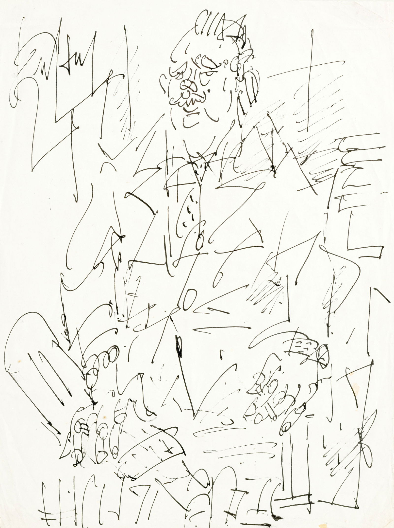 Gen Paul (1895-1975), "L'Antiquaire" et "Tratoria", 2 encres sur papier, signées, 41,5x30,5 cm : Gen Paul (1895-1975), "L'Antiquaire" et "Tratoria", 2 encres sur papier, signées, 41,5x30,5 cm et 35x26,5 cm (à vue)
