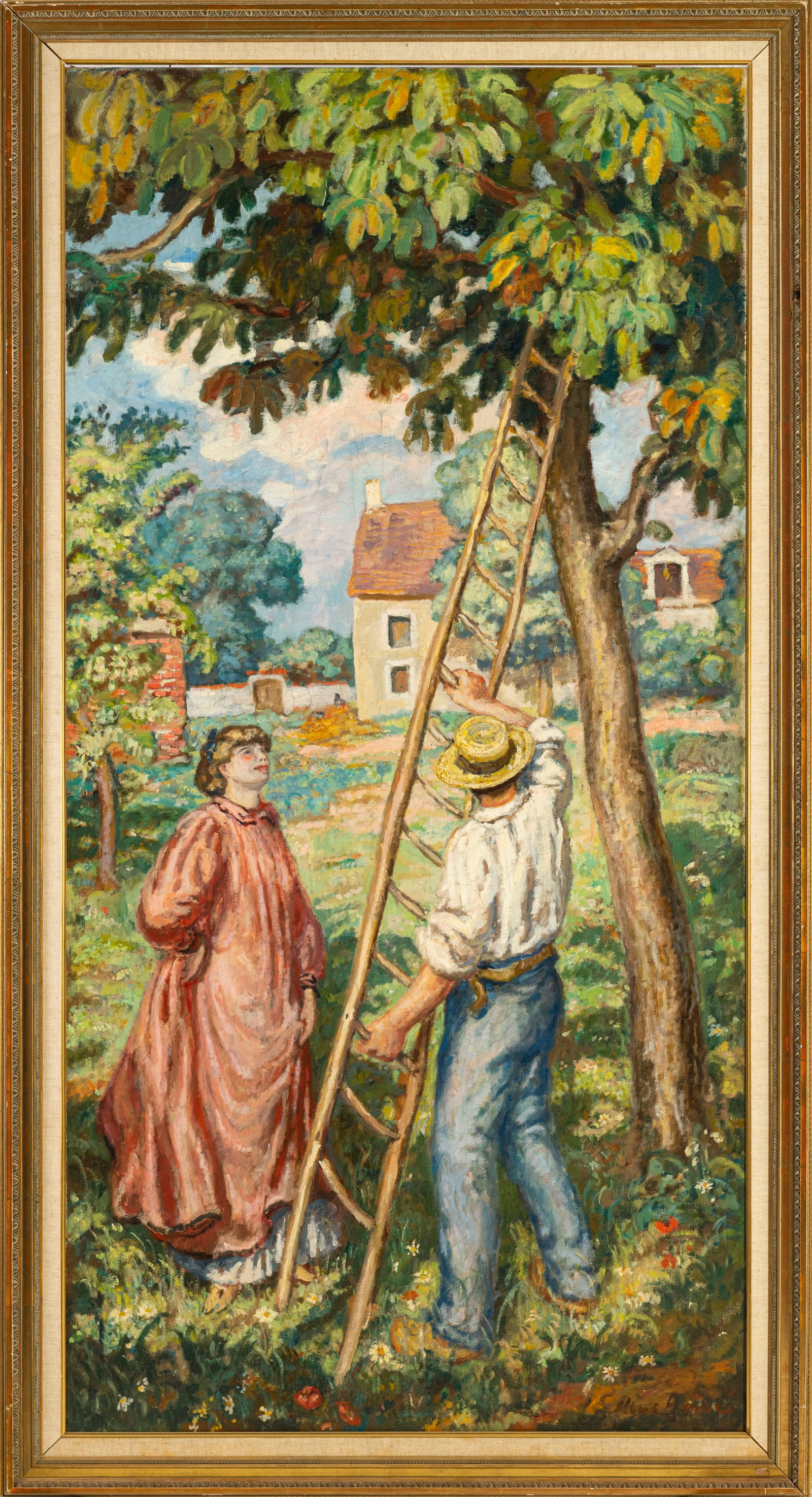 Albert André (1869-1954), "Le Verger", 1902, huile sur toile, signée, 199,4x99 cm Pro: Albert André (1869-1954), "Le Verger", 1902, huile sur toile, signée, 199,4x99 cm Provenance: Galerie Durand-Ruel, Paris, (acquis directement auprès de l'artiste), 1913; Galerie des Gra