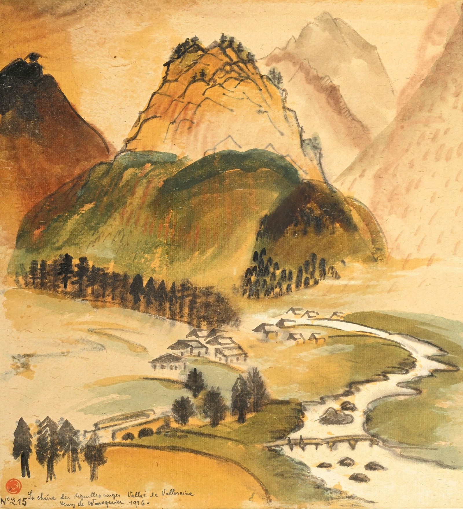 Henry de Waroquier (1881-1970), "La chaîne des aiguilles rouges, La vallée de Vallorcine", (1 of 5)