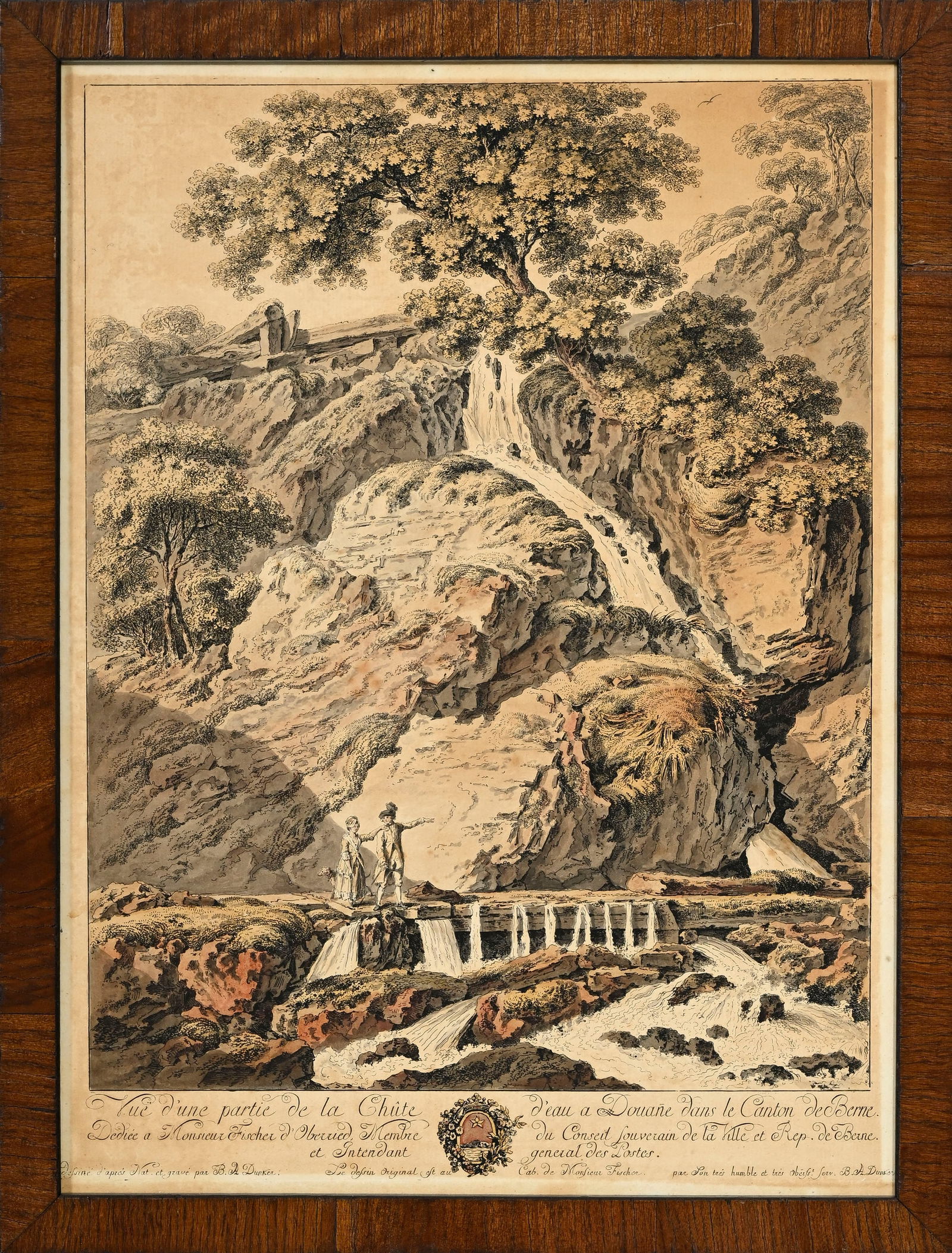 Balthasar Anton Dunker (1746-1801), d'après, "Vue d'une partie de la chûte d'eau à Do: Balthasar Anton Dunker (1746-1801), d'après, "Vue d'une partie de la chûte d'eau à Douane dans le canton de Berne" et "Seconde partie de la chûte d'eau à Douane...", paire de