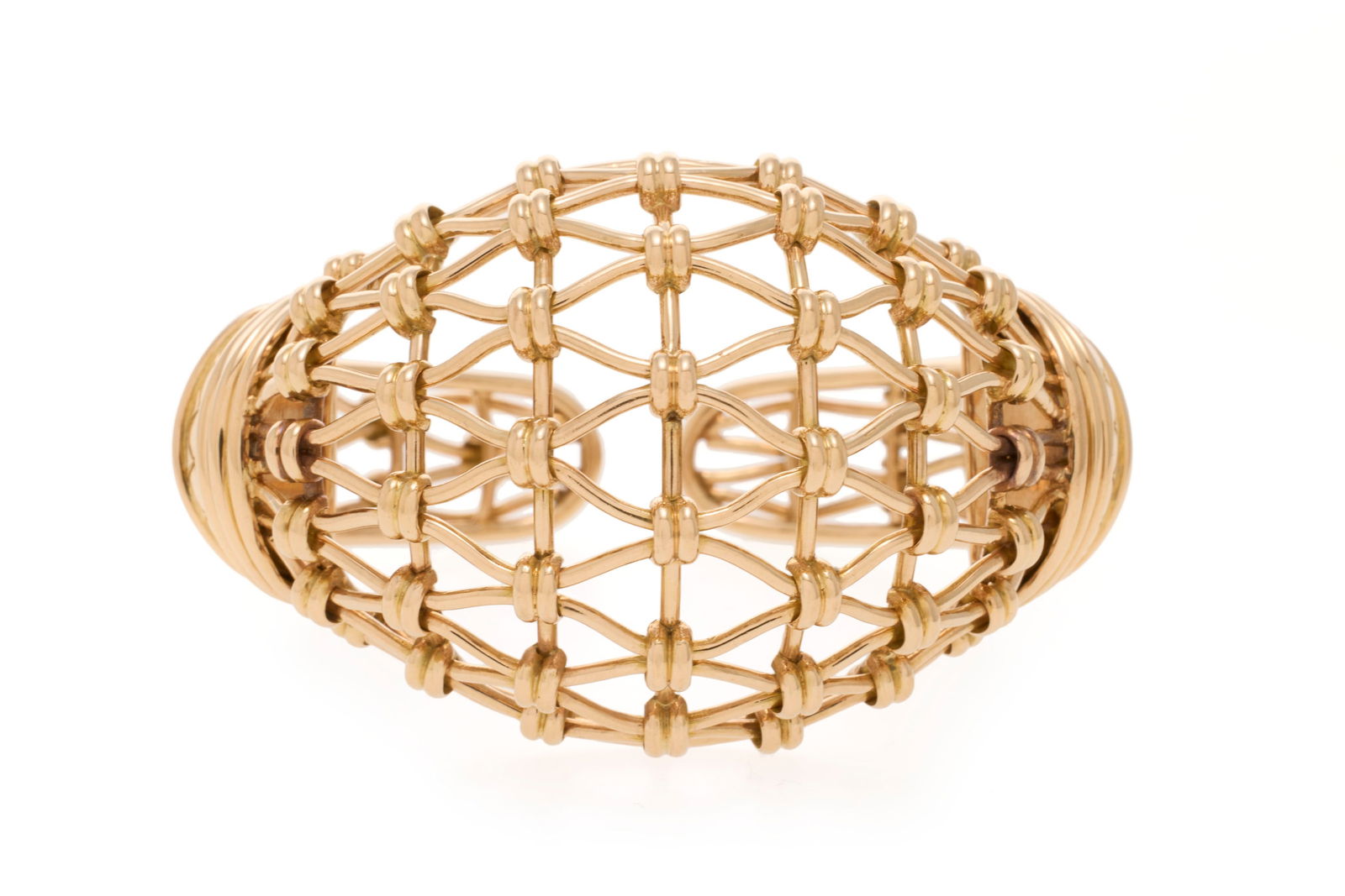 Boucheron, bracelet rigide années 1940-50 en or 750 composé de fils formant un treilli att (1 of 4)