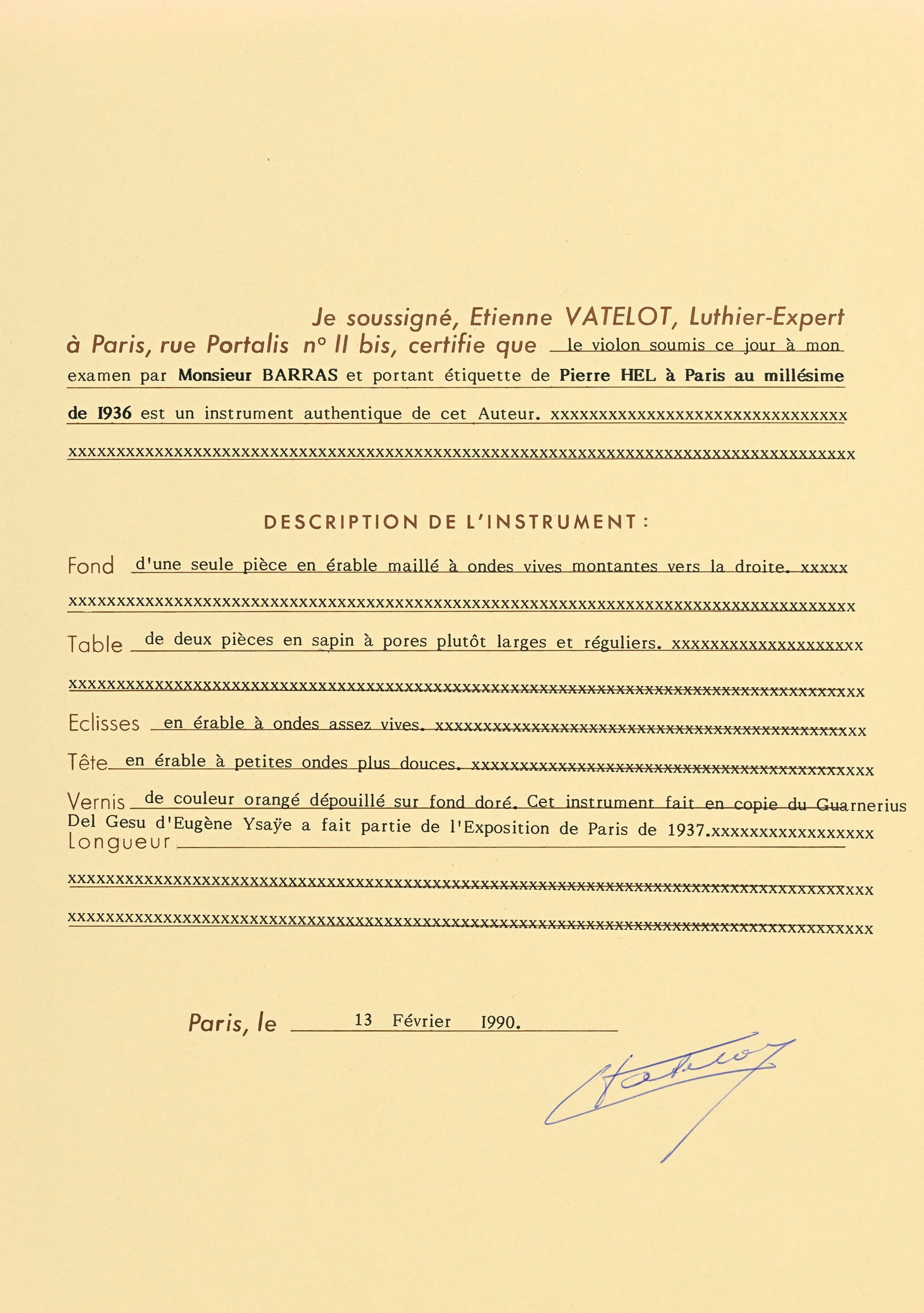 Beau violon de Pierre Hel n°419, portant l'étiquette originale située à Lille et - 10