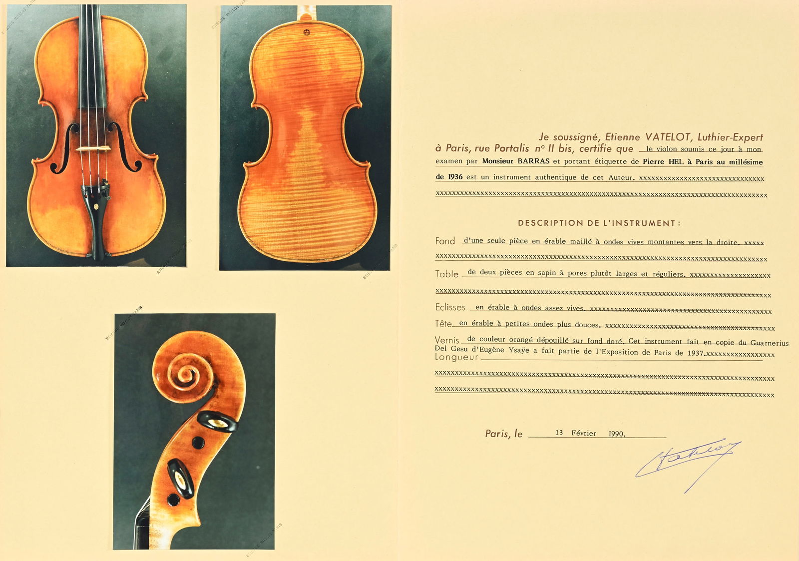 Beau violon de Pierre Hel n°419, portant l'étiquette originale située à Lille et - 9