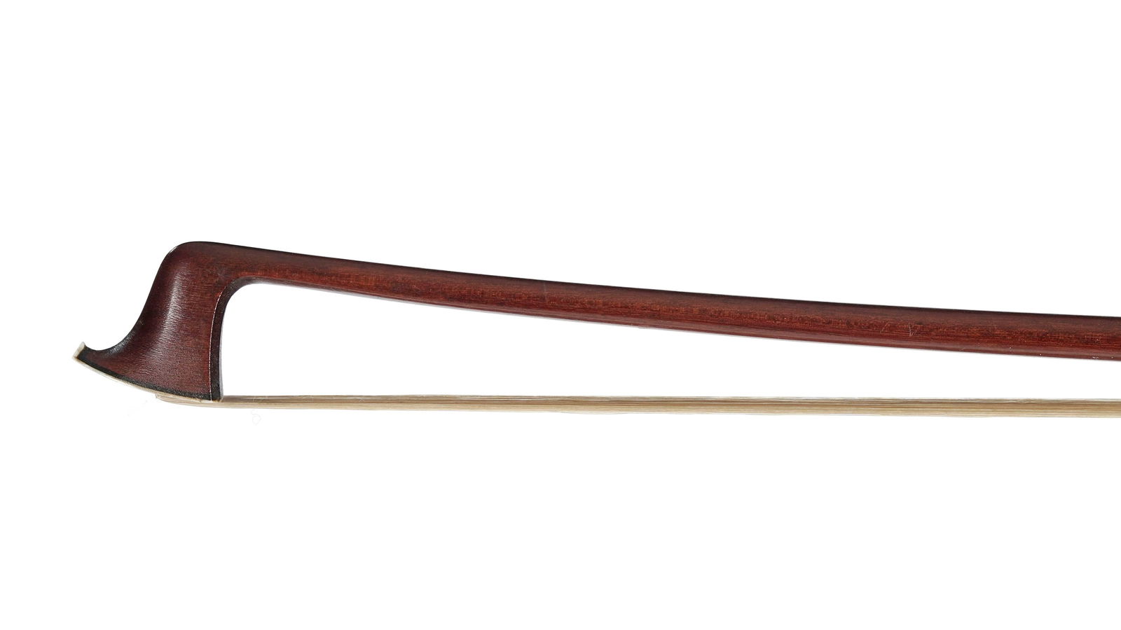 Superbe et rare archet de violon de Herman Richard Pfretzschner (père) vers 1905, belle baguett: Superbe et rare archet de violon de Herman Richard Pfretzschner (père) vers 1905, belle baguette en bois de pernambouc monté de sa hausse et de son bouton ébène et argent,