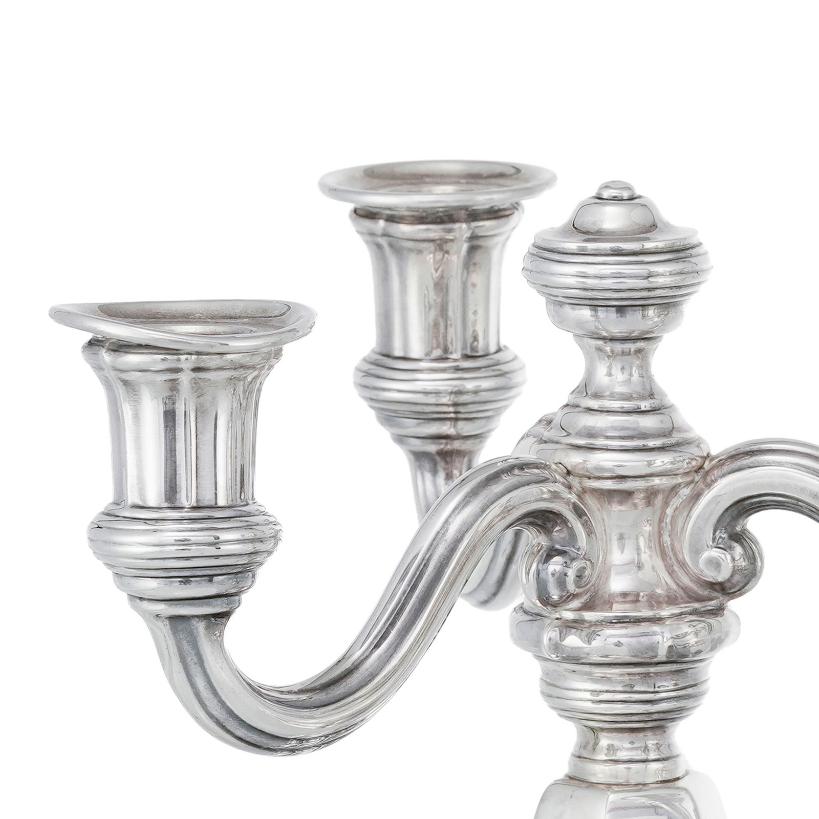 Paire de candélabres à 3 bras de lumière en argent 925, Collet, Genève, XXe s.,  - 2