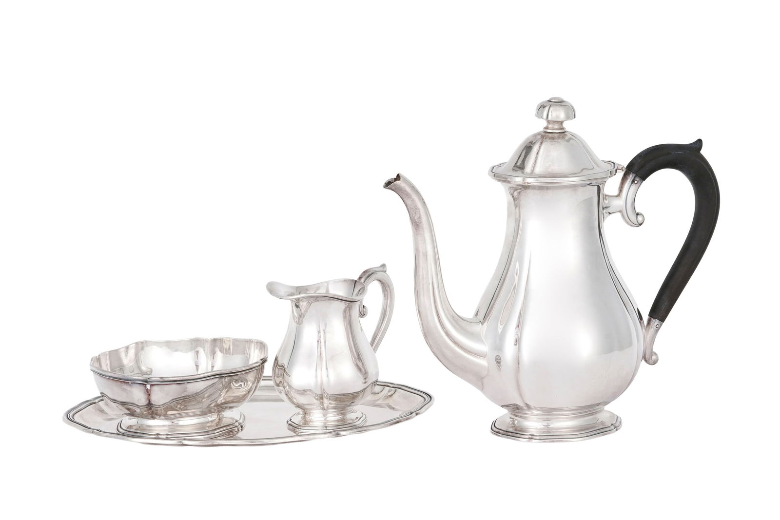 Service à café en argent 800 Jezler, comprenant 4 pièces: 1 verseuse,1 crémier,  (1 of 1)