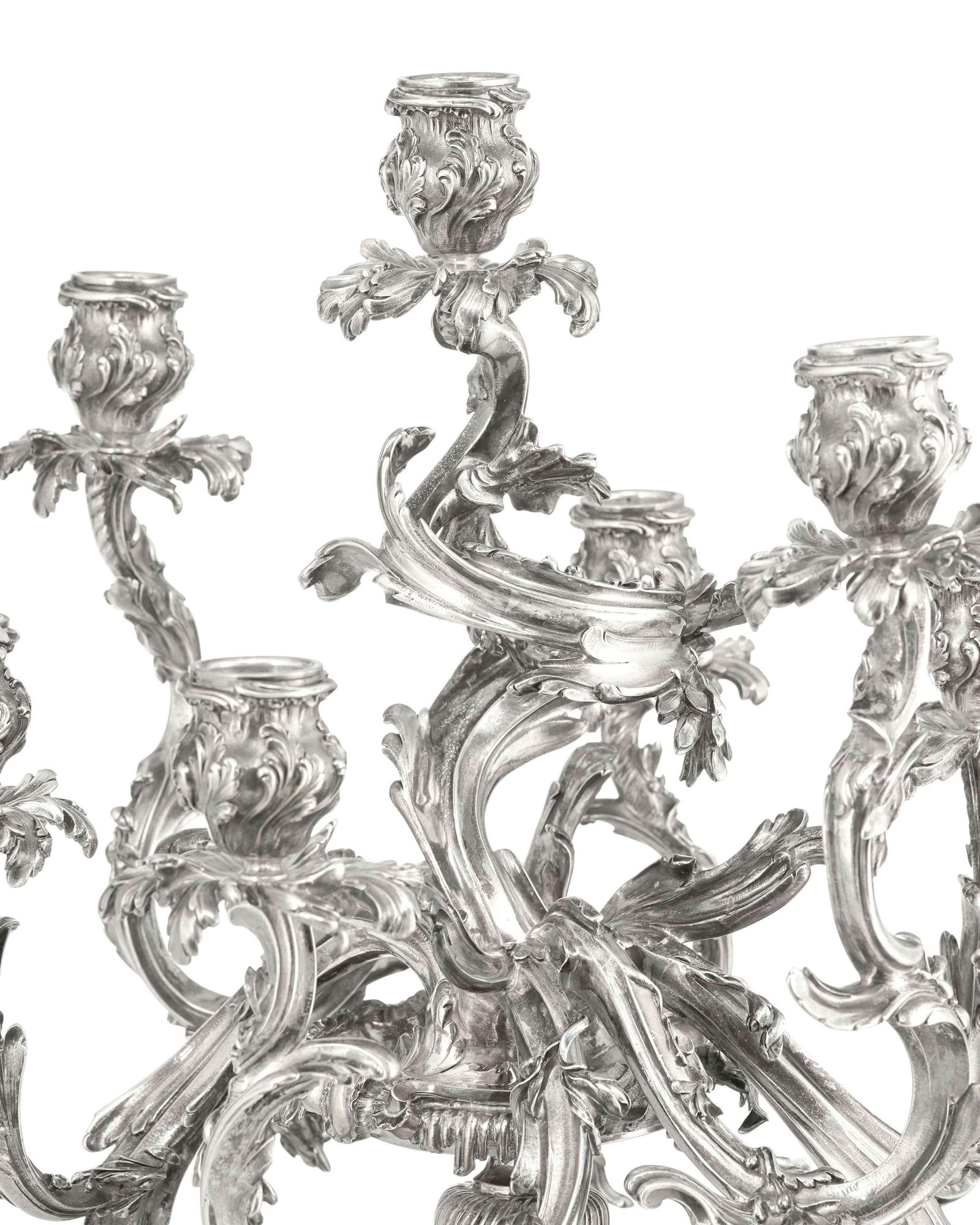 Candélabre à 7 bras de lumière en argent Minerve 1er titre, XXe s., posant sur une ba - 2