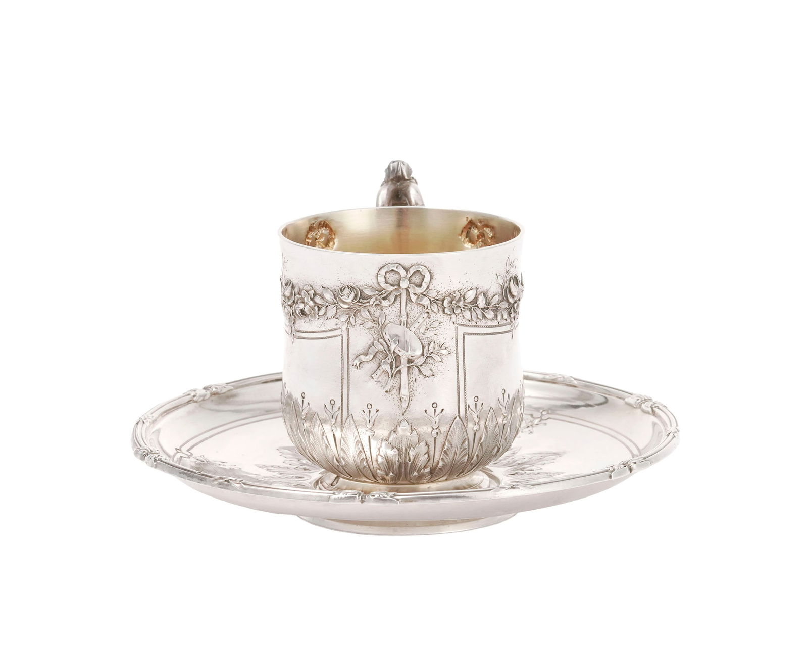 Suite de 8 tasses à café en argent et vermeil Minerve 1er titre, par Hénin & Cie, Par - 2