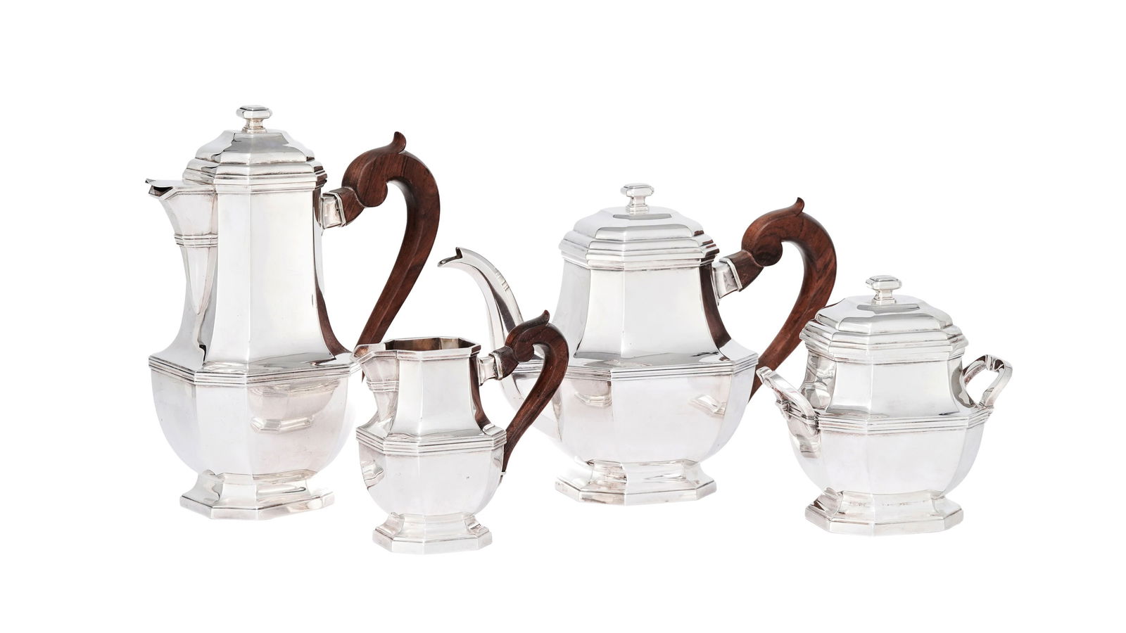 Partie de service à thé et à café style Art Déco en argent Minerve 1er titr (1 of 2)