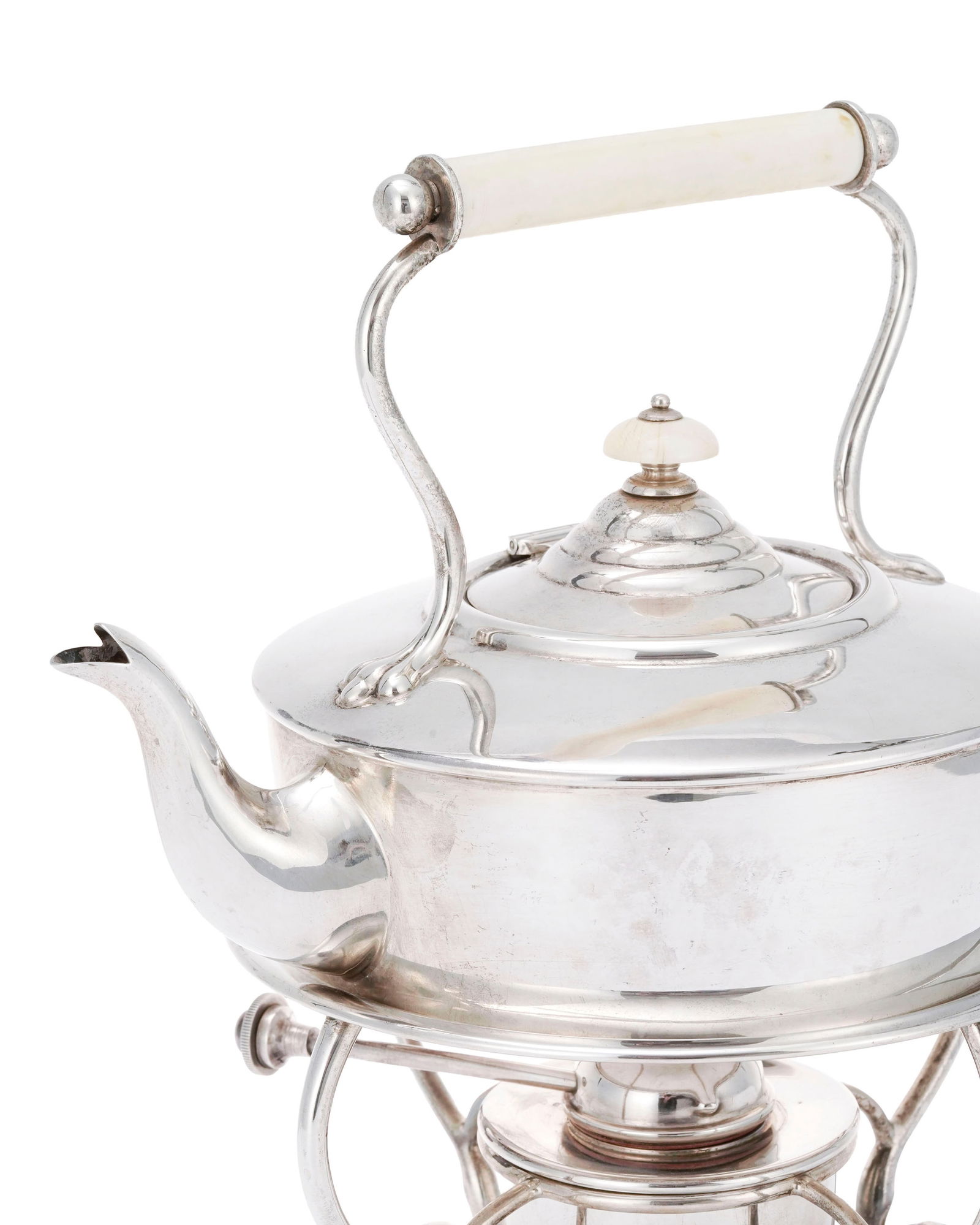 Théière sur réchaud en argent, par Asprey & Co Ltd, Birmingham, 1933, unie, gravé - 2