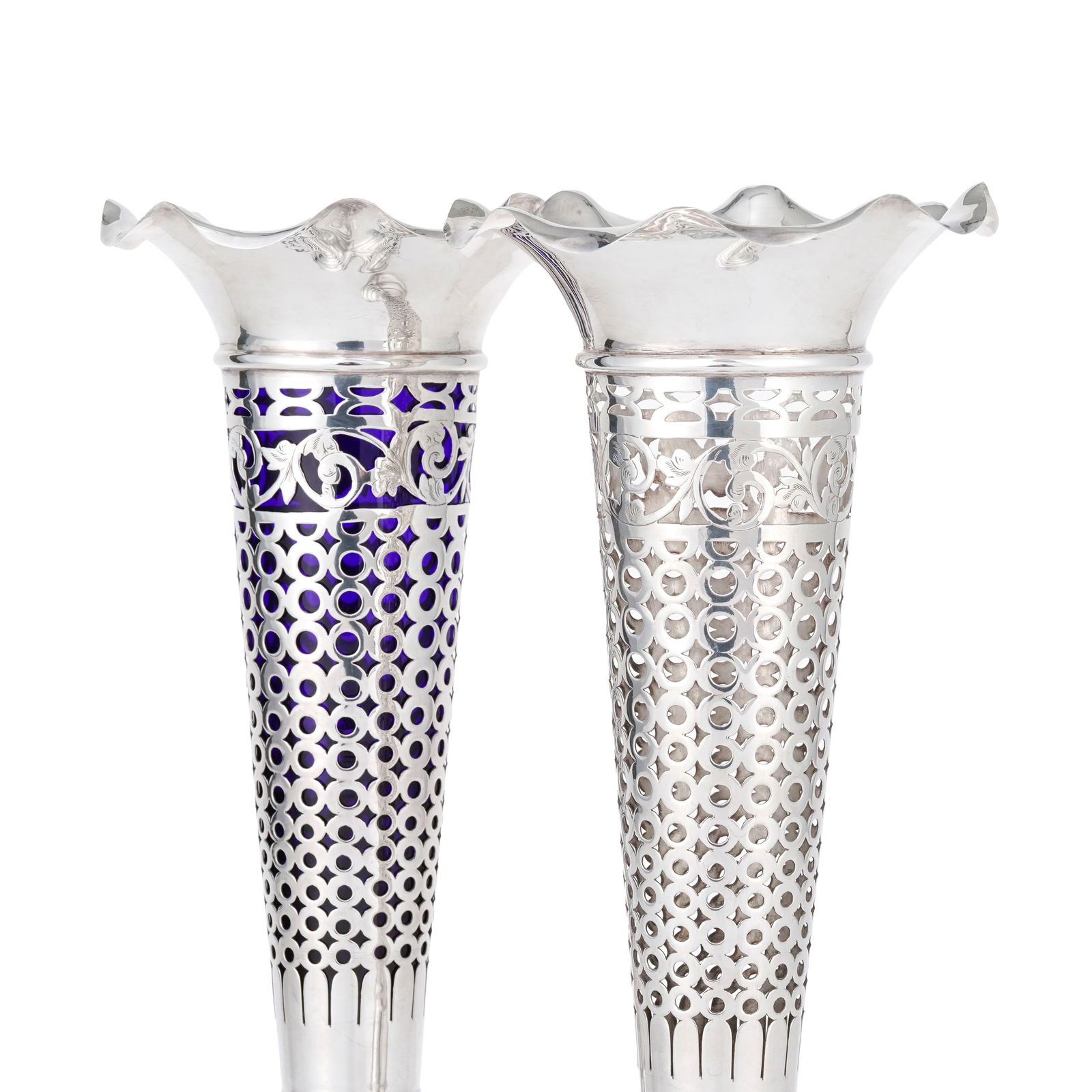 Paire de vases corolle d'époque Victorienne en argent, par Jay, Richard Attenborough & Co (Jame - 2