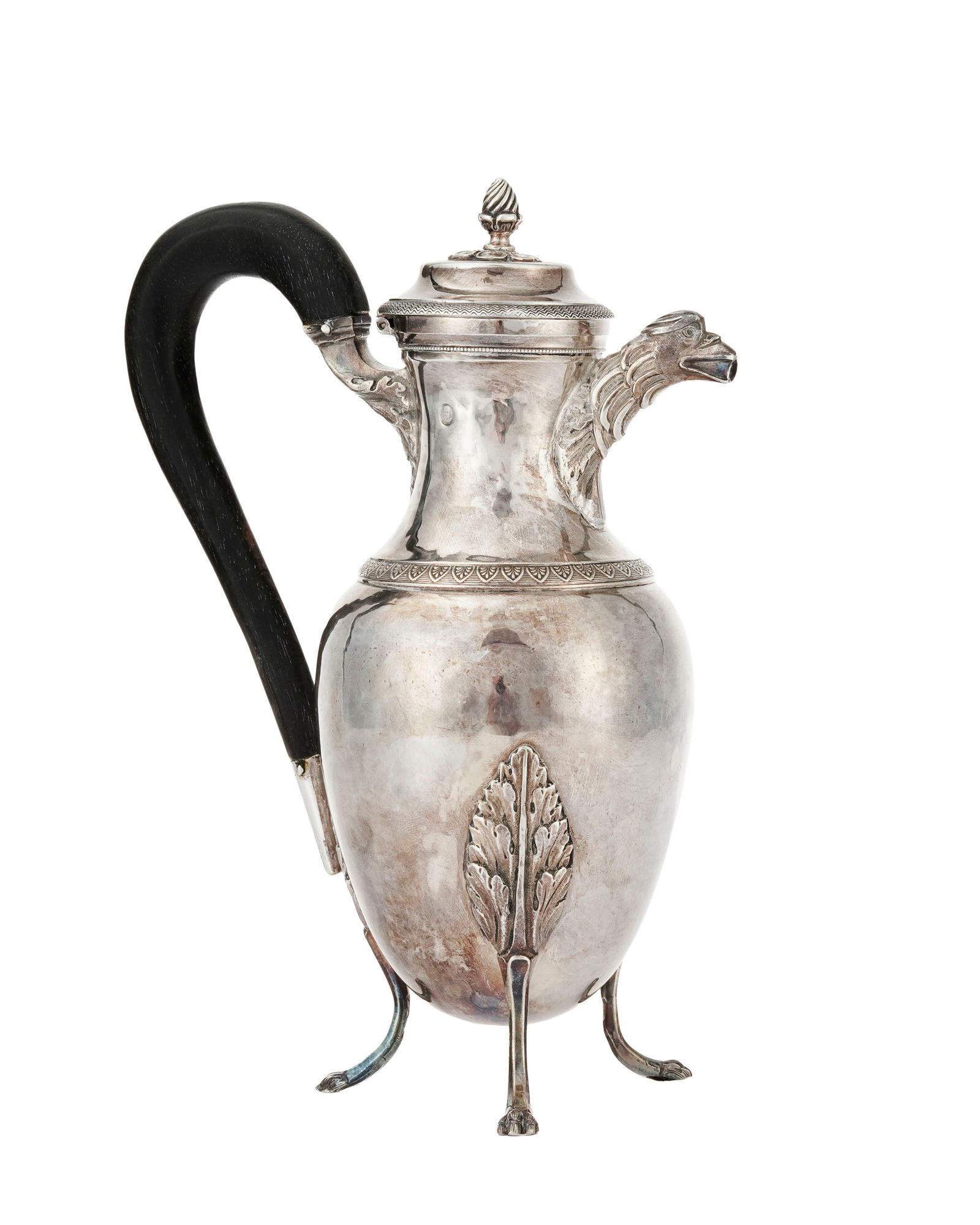 Verseuse tripode en argent Coq 1er titre, Paris, 1798-1805, à décor de palmettes et vagues - 2