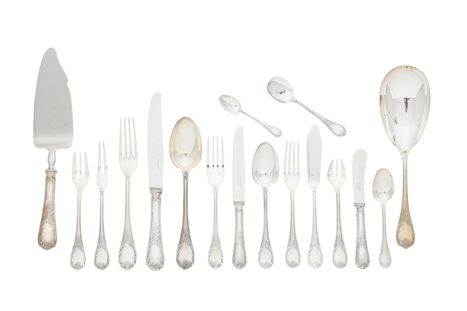 Ménagère en métal argenté Christofle, pour 12 personnes, modèle Marly, comp (1 of 2)