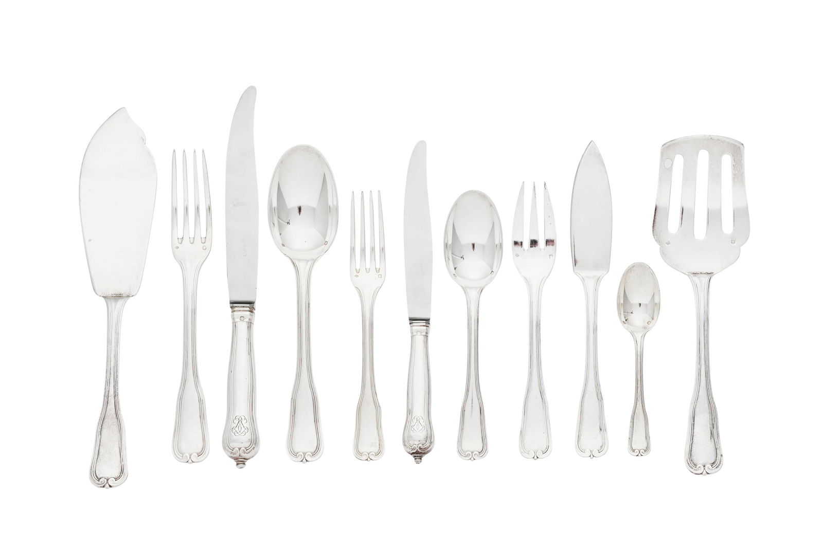 Ménagère en argent Minerve 1er titre, par Emile Puiforcat, Paris, XXe s., gravée d'un (1 of 4)