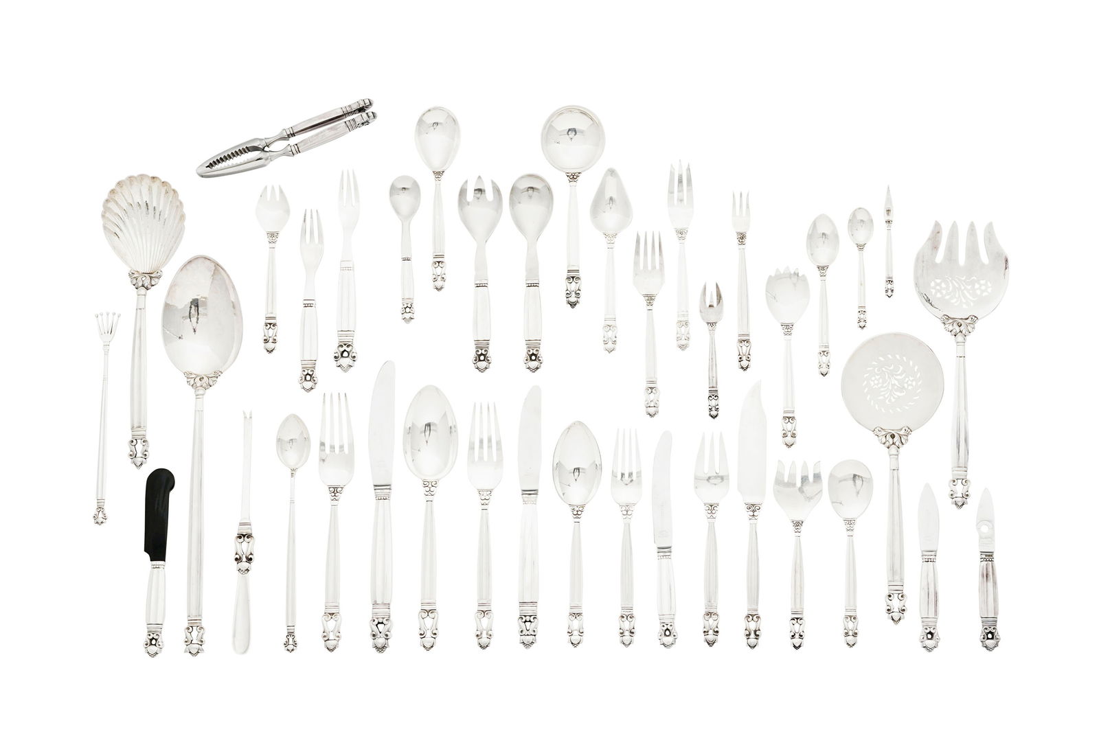 Spectaculaire ménagère en argent 925, par Georg Jensen, Copenhague, modèle Acorn, com (1 of 5)