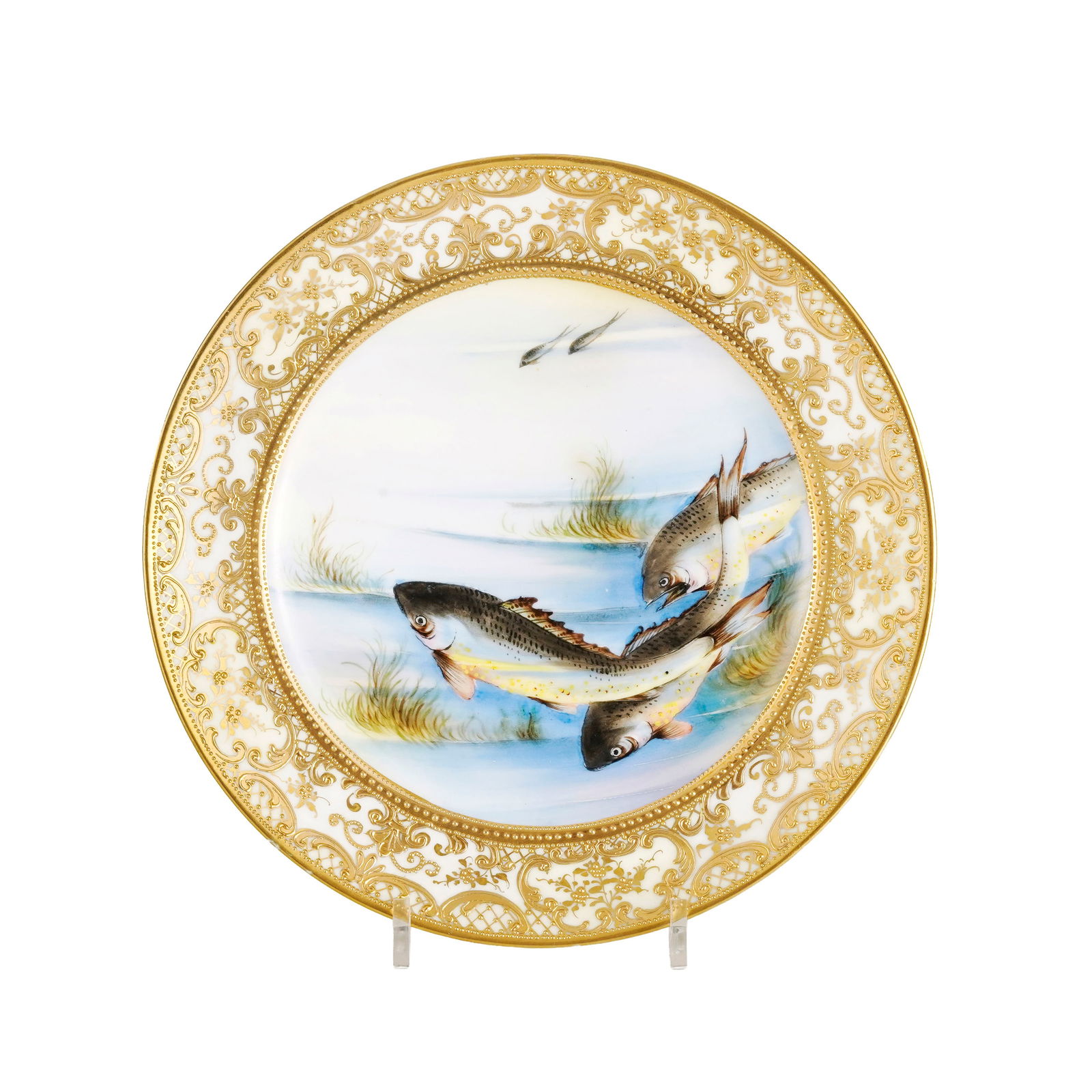 Ensemble de 9 assiettes et 1 plat ovale en porcelaine, marque Nippon, à décor polychrome d - 2